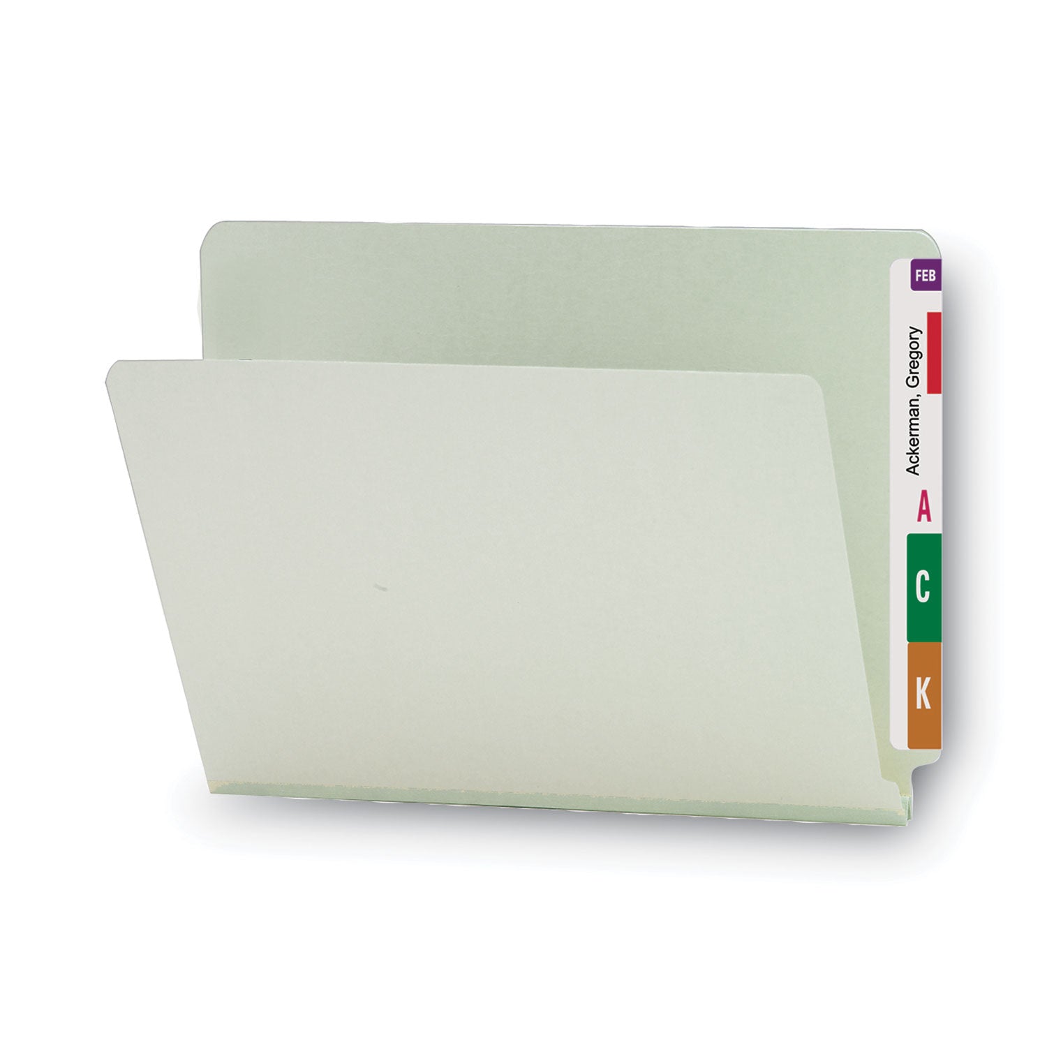 Smead™ Extra-Heavy Recycled Pressboard End Tab Folders, Straight Tabs, Letter Size, 1" Expansion, Gray-Green, 25/Box