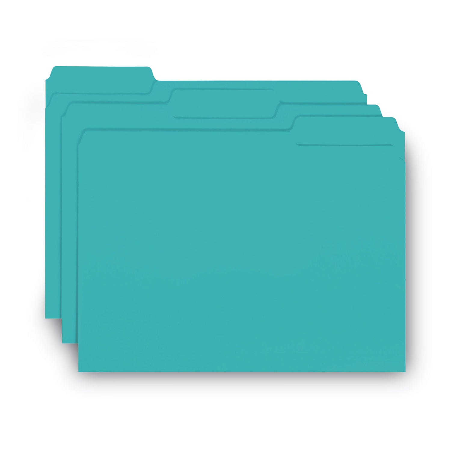 Smead™ Interior File Folders, 1/3-Cut Tabs: Assorted, Letter Size, 0.75" Expansion, Aqua, 100/Box