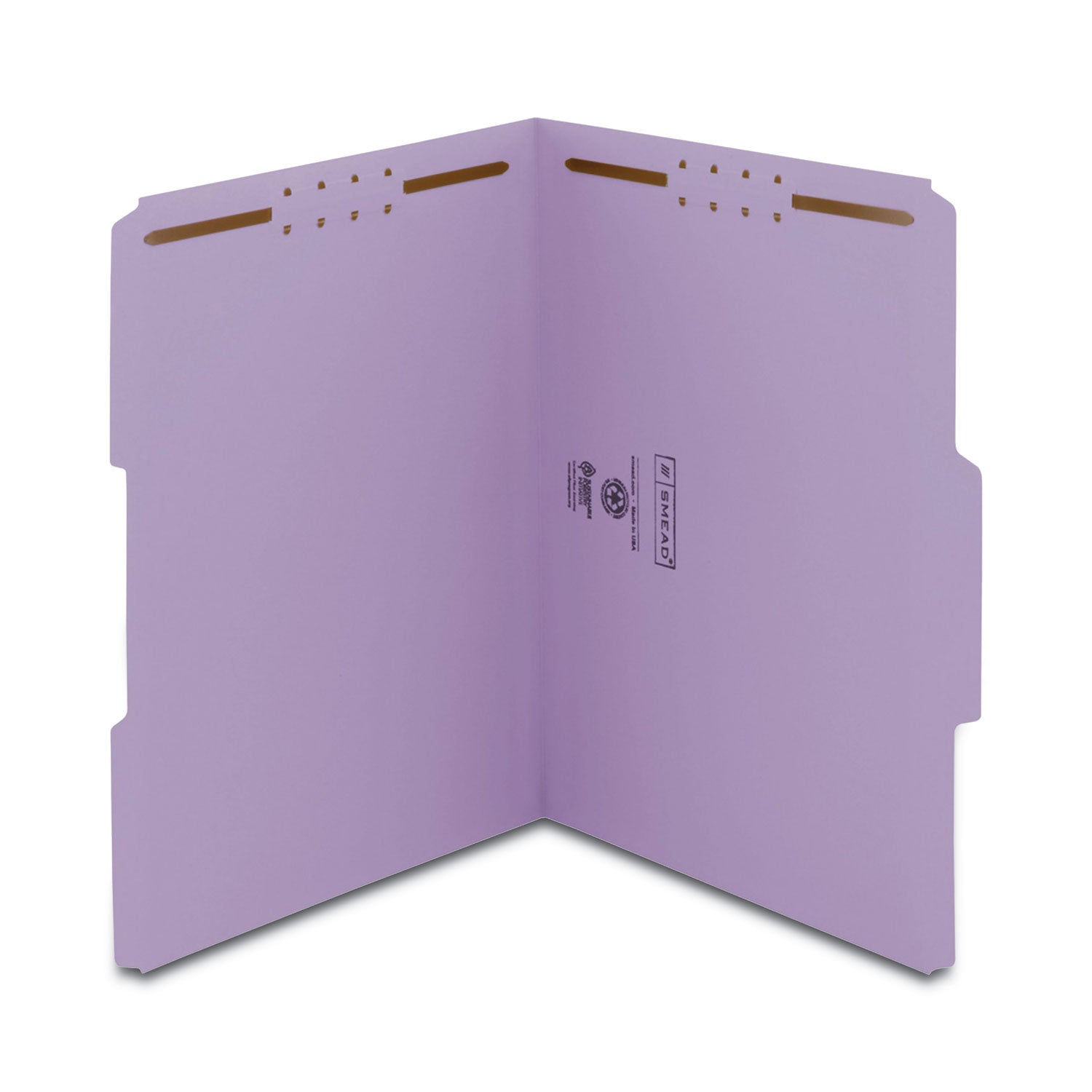 Smead™ Top Tab Colored Fastener Folders, 0.75" Expansion, 2 Fasteners, Letter Size, Lavender Exterior, 50/Box