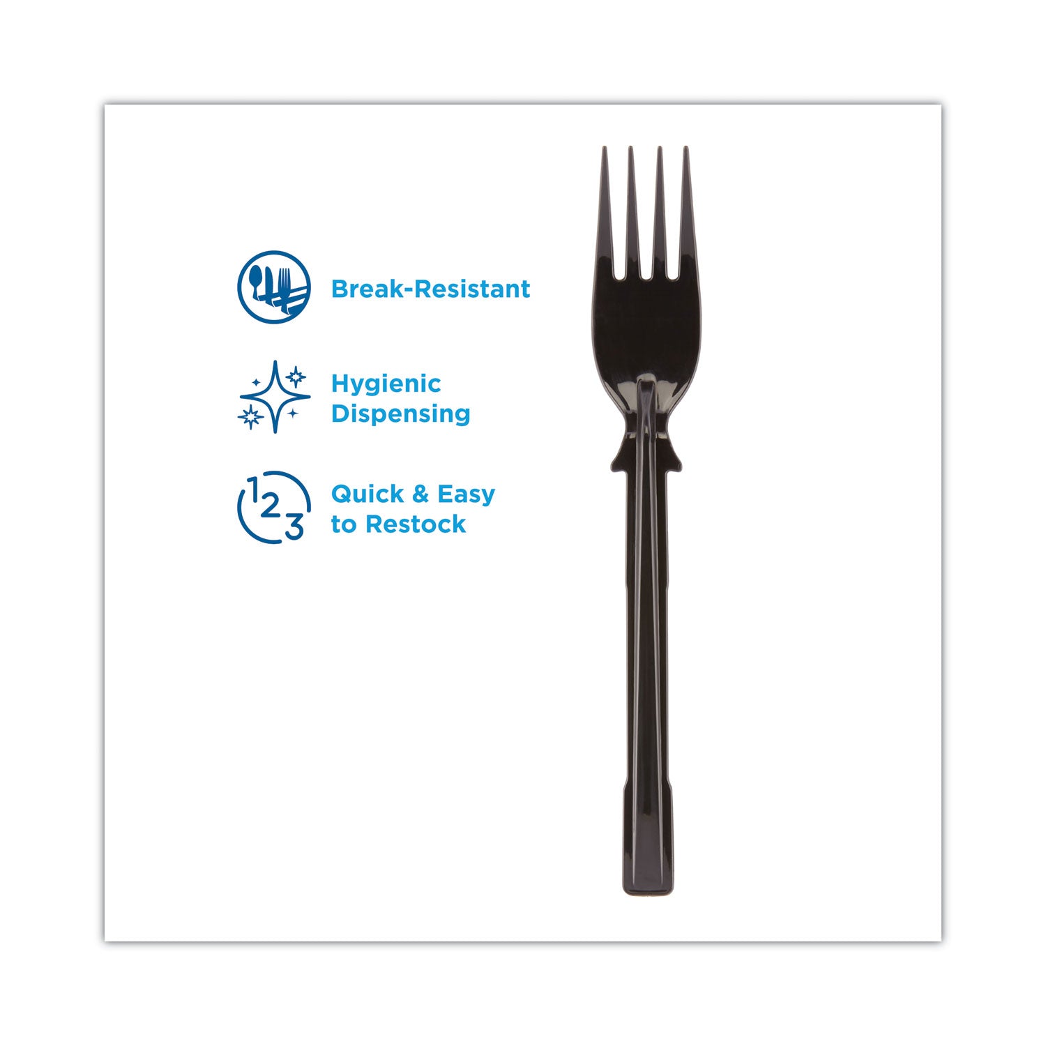 Dixie® SmartStock Tri-Tower Dispensing System Cutlery, Forks, Mediumweight, Polypropylene, Black, 40/Pack, 24 Packs/Carton