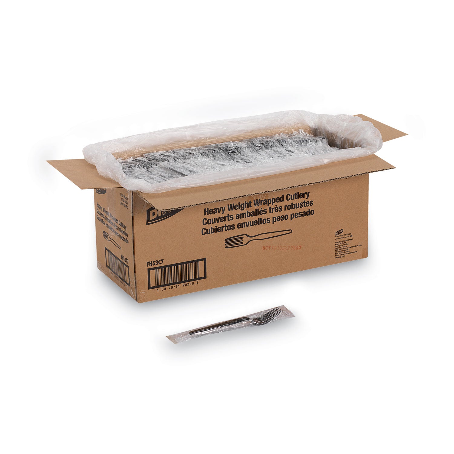 Dixie® Individually Wrapped Heavyweight Forks, Polystyrene, Black, 1,000/Carton