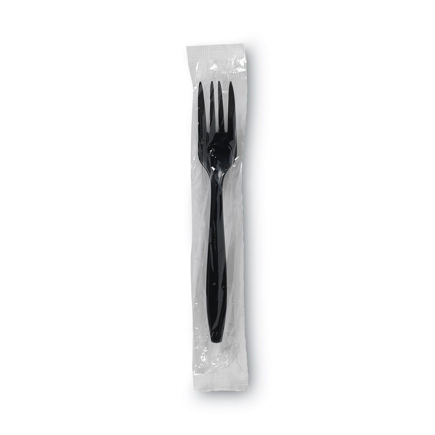 Individually Wrapped Heavyweight Forks, Polypropylene, Black, 1,000/Carton