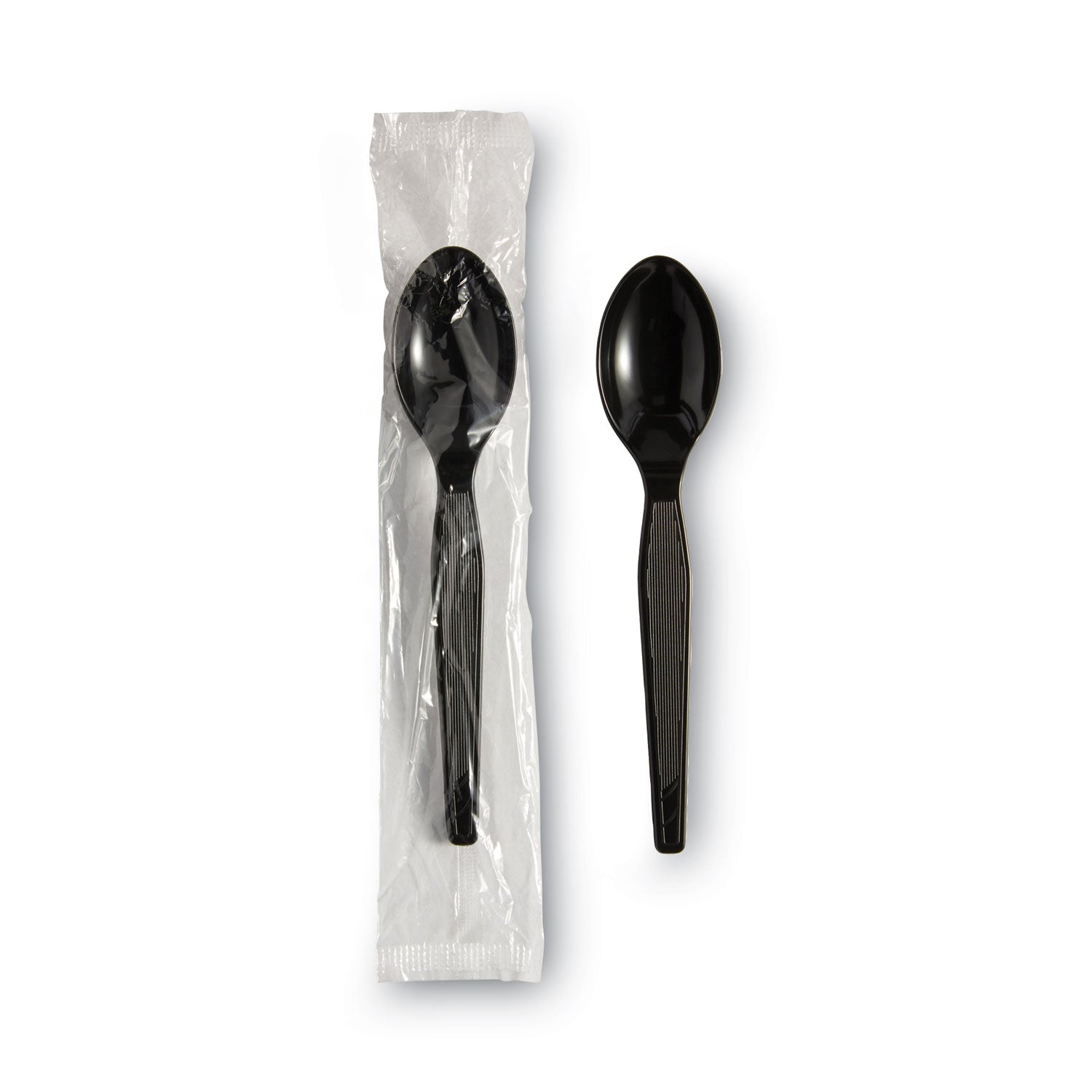 Dixie® Individually Wrapped Heavyweight Teaspoons, Polystyrene, Black 1,000/Carton