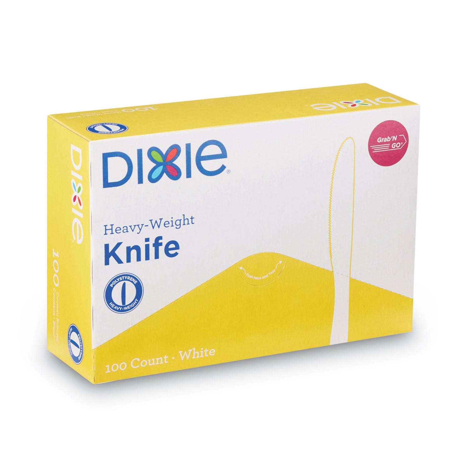 Dixie® Plastic Cutlery, Heavyweight Knives, White, 100/Box