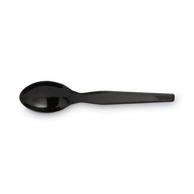 Plastic Cutlery, Heavyweight Teaspoons, Black, 1,000/Carton - Flipcost