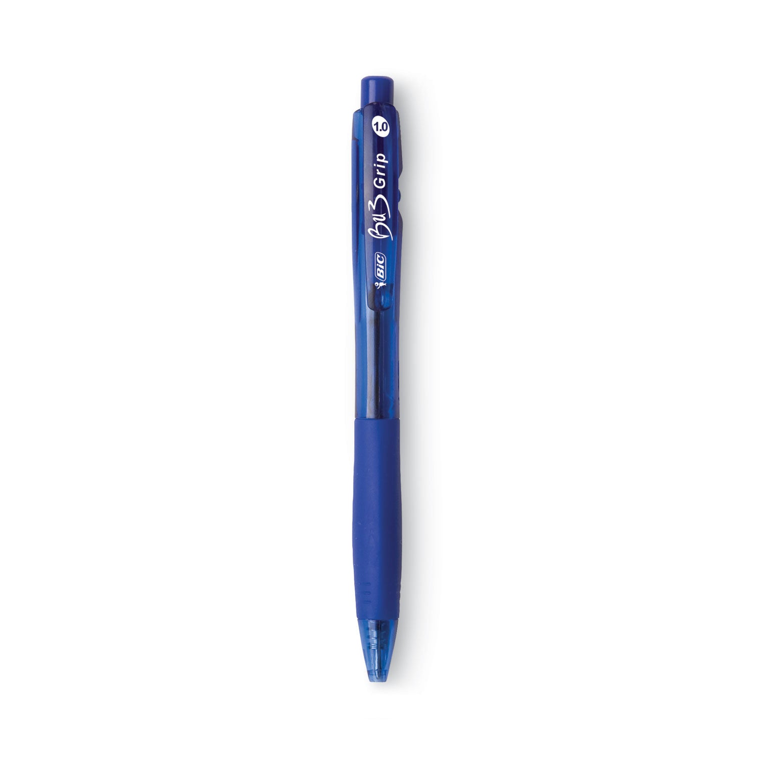 BIC® BU3 Ballpoint Pen, Retractable, Bold 1 mm, Blue Ink, Translucent Blue/Blue Barrel, Dozen