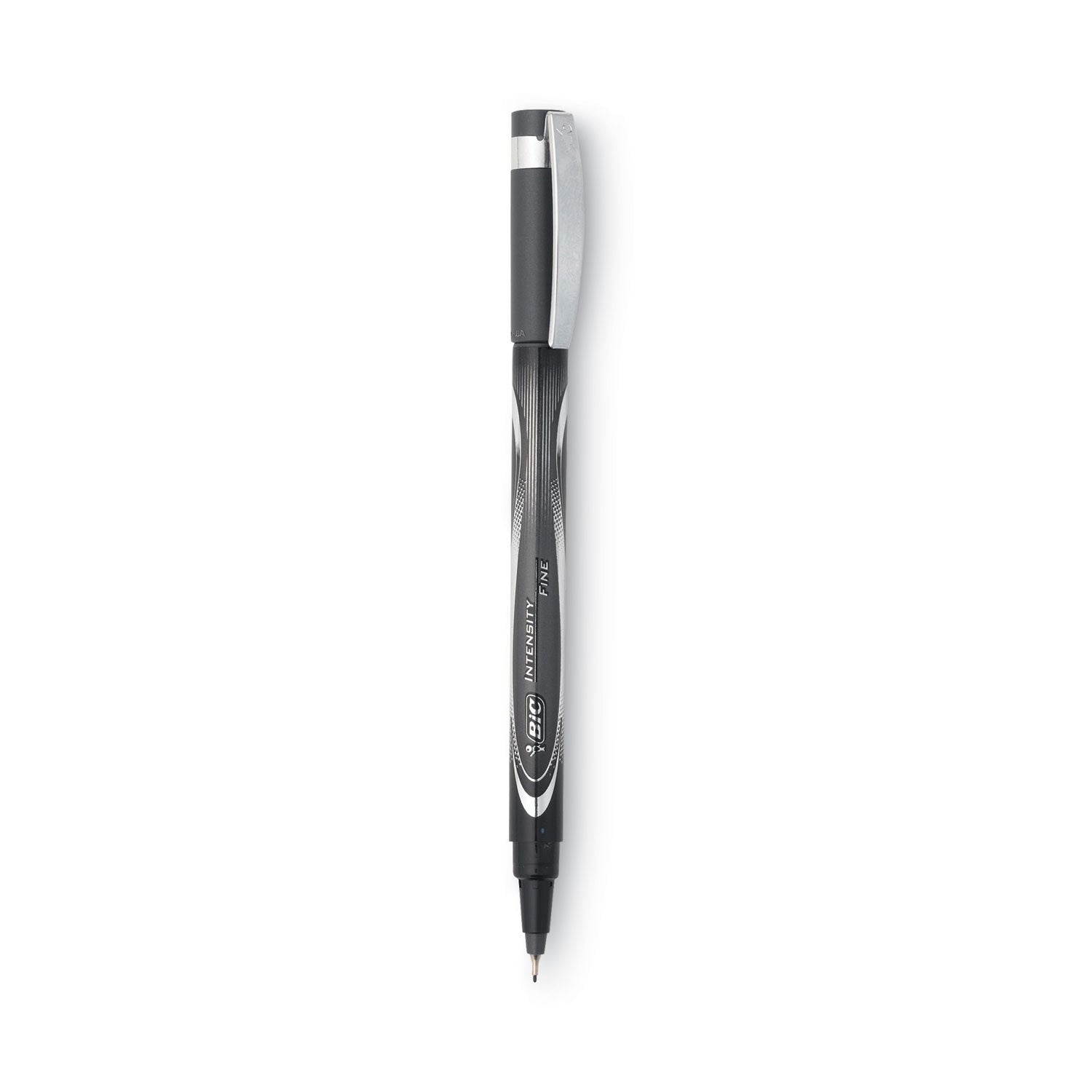 BIC® Intensity Porous Point Pen, Stick, Fine 0.5 mm, Black Ink, Black Barrel, Dozen