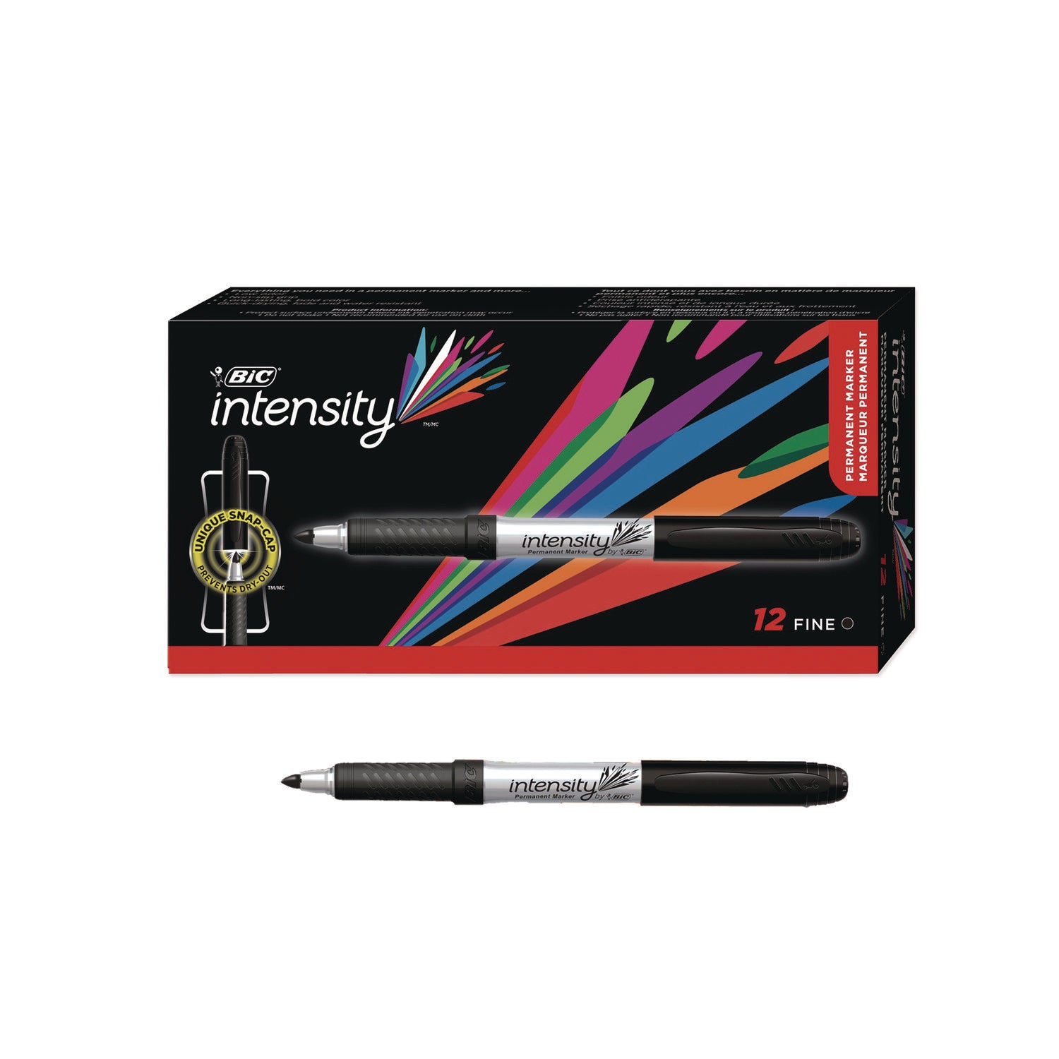 Intensity Fine Tip Permanent Marker, Fine Bullet Tip, Tuxedo Black, Dozen