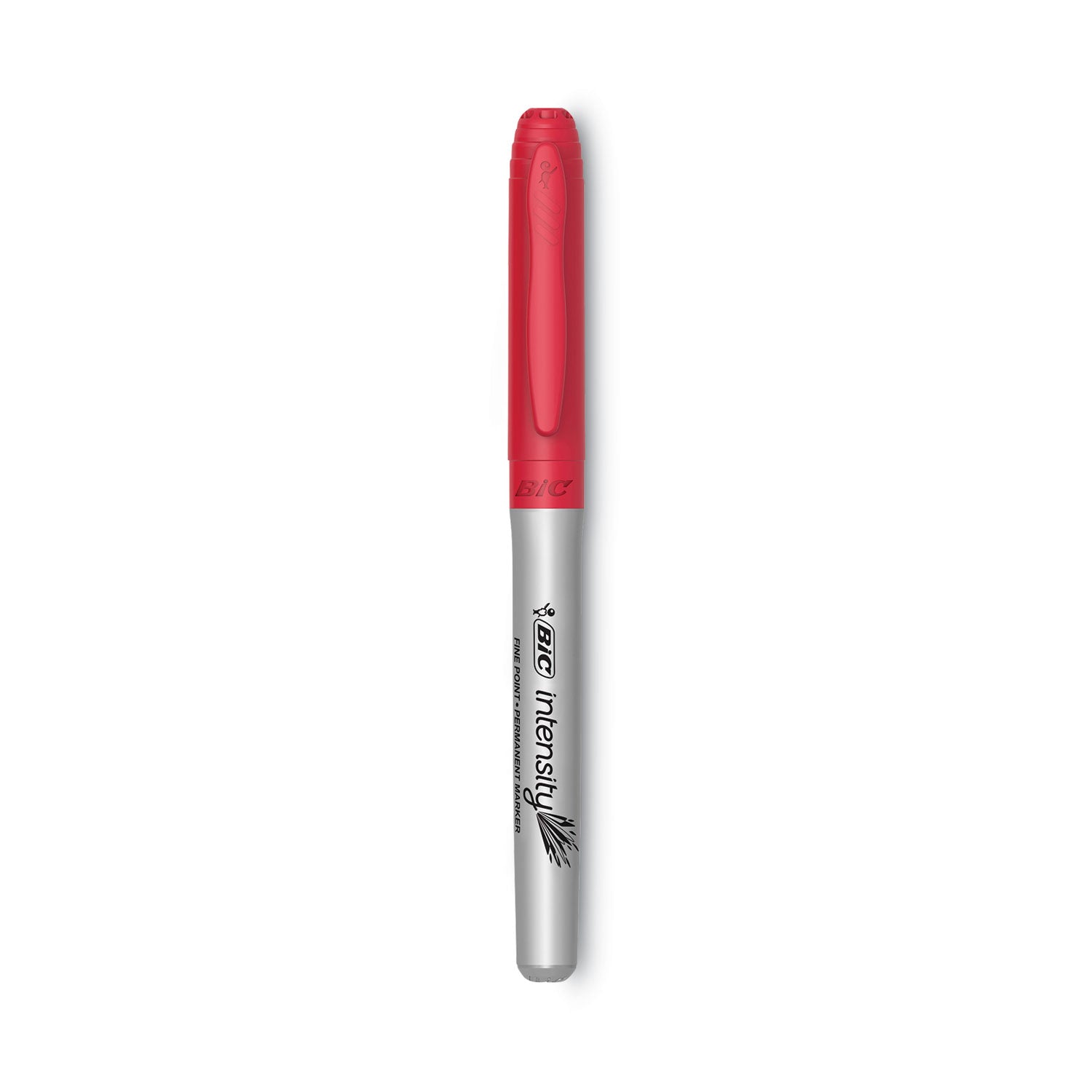 BIC® Intensity Fine Tip Permanent Marker, Fine Bullet Tip, Rambunctious Red, Dozen