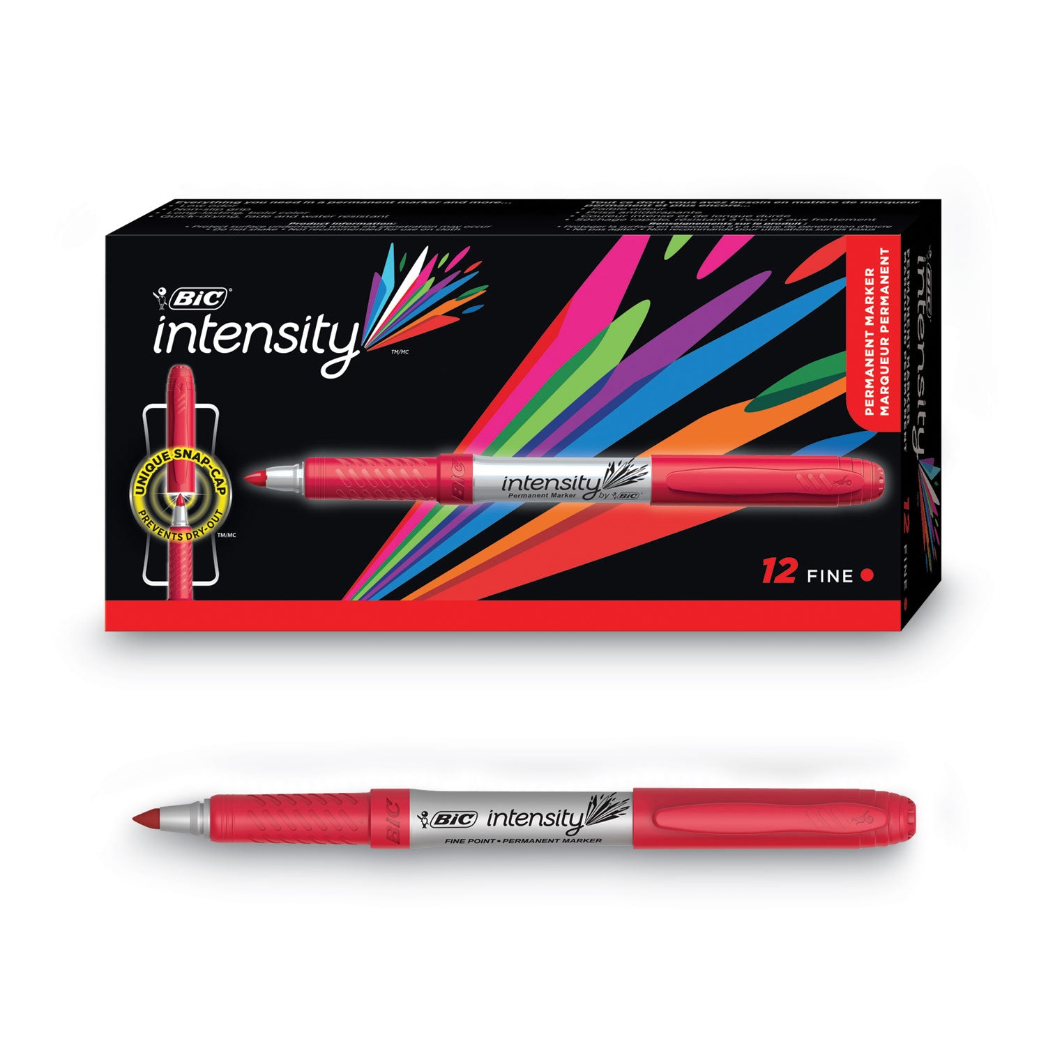 Intensity Fine Tip Permanent Marker, Fine Bullet Tip, Rambunctious Red, Dozen