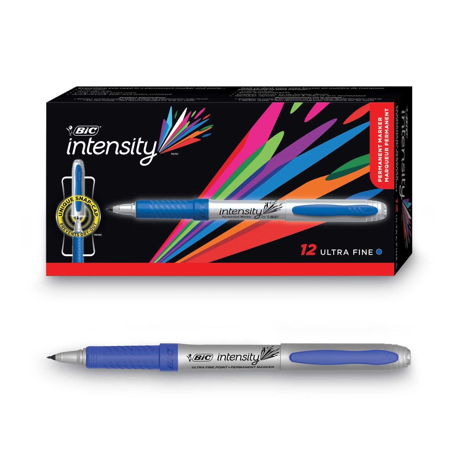 Intensity Ultra Fine Tip Permanent Marker, Extra-Fine Needle Tip, Deep Sea Blue, Dozen BIC® Flipcost