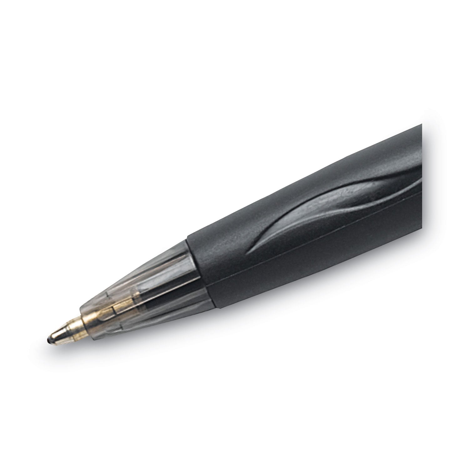 BIC® GLIDE Ballpoint Pen, Retractable, Medium 1 mm, Black Ink, Smoke/Black Barrel, Dozen