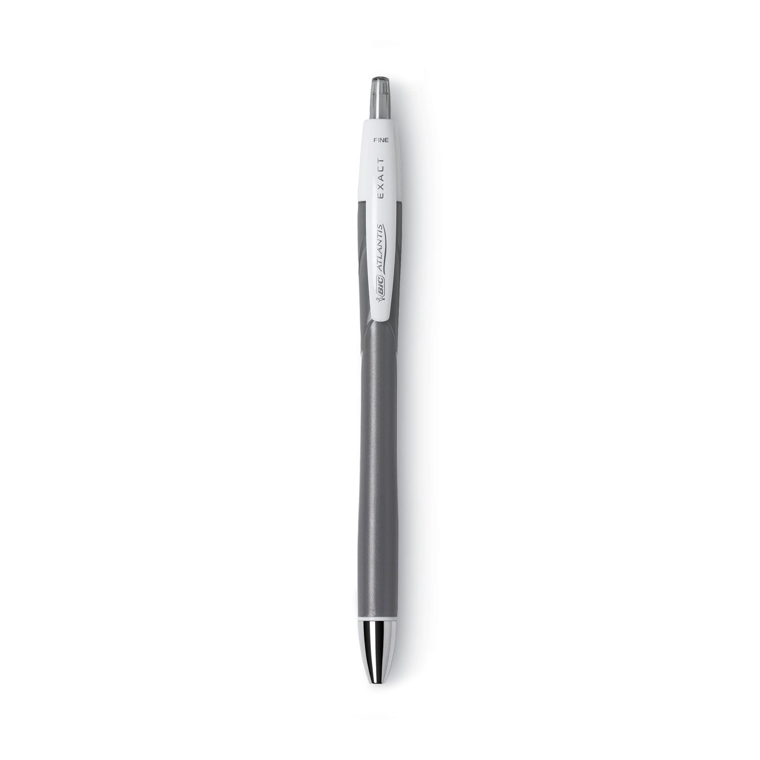 BIC® GLIDE Exact Ballpoint Pen, Retractable, Fine 0.7 mm, Black Ink, Black Barrel, Dozen