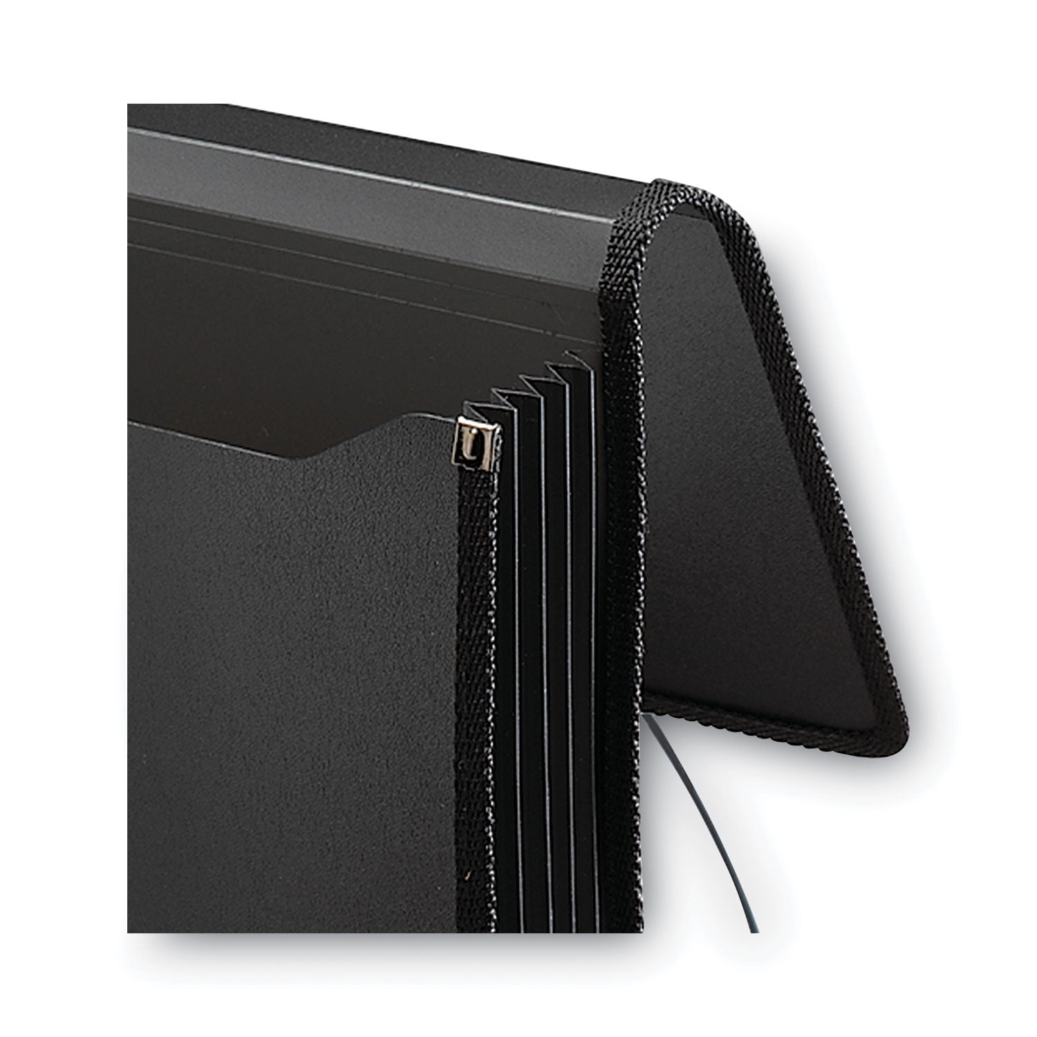 Smead™ Poly Premium Wallets, 5.25" Expansion, 1 Section, Elastic Cord Closure, Letter Size, Black