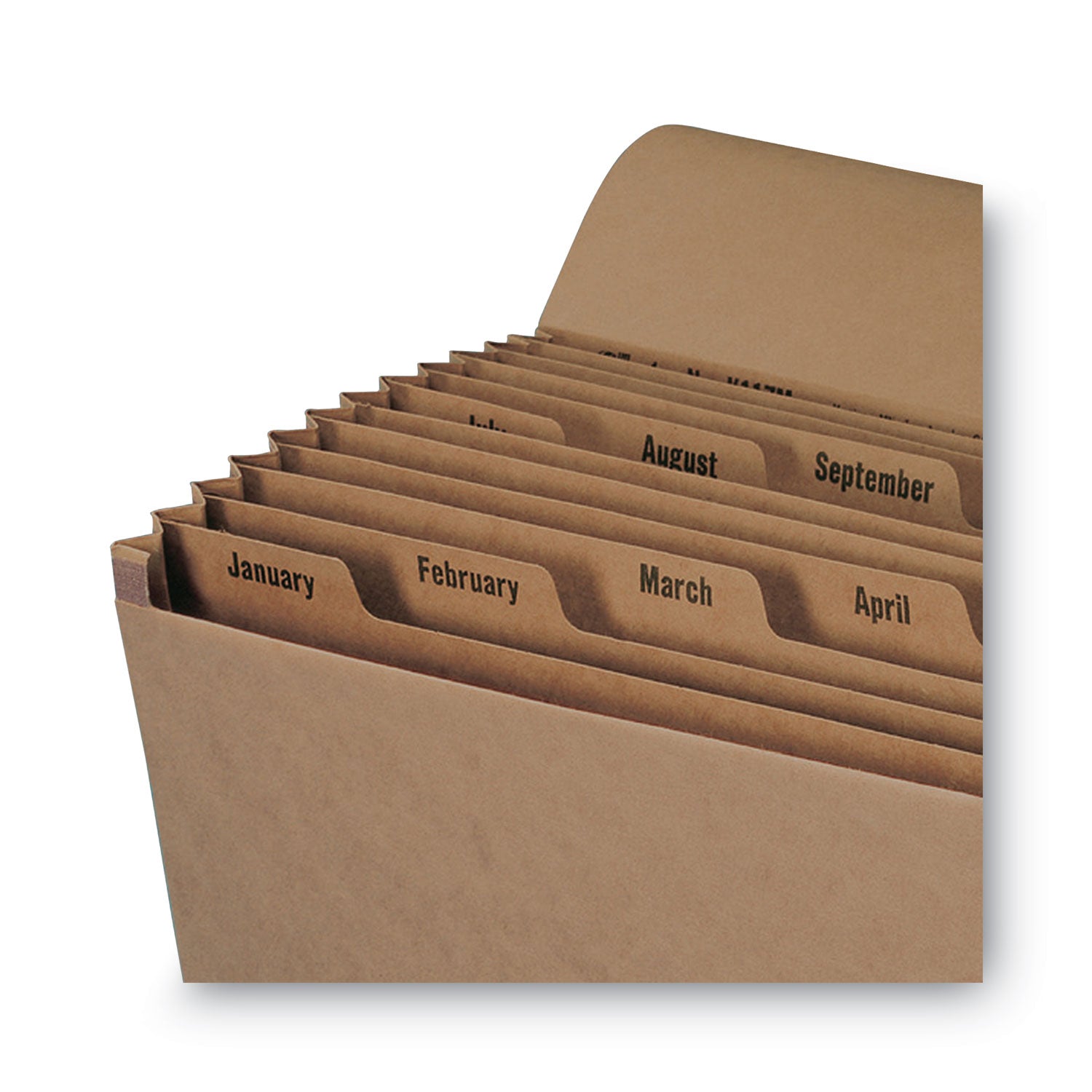 Smead™ Indexed Expanding Kraft Files, 12 Sections, Elastic Cord Closure, 1/12-Cut Tabs, Letter Size, Kraft