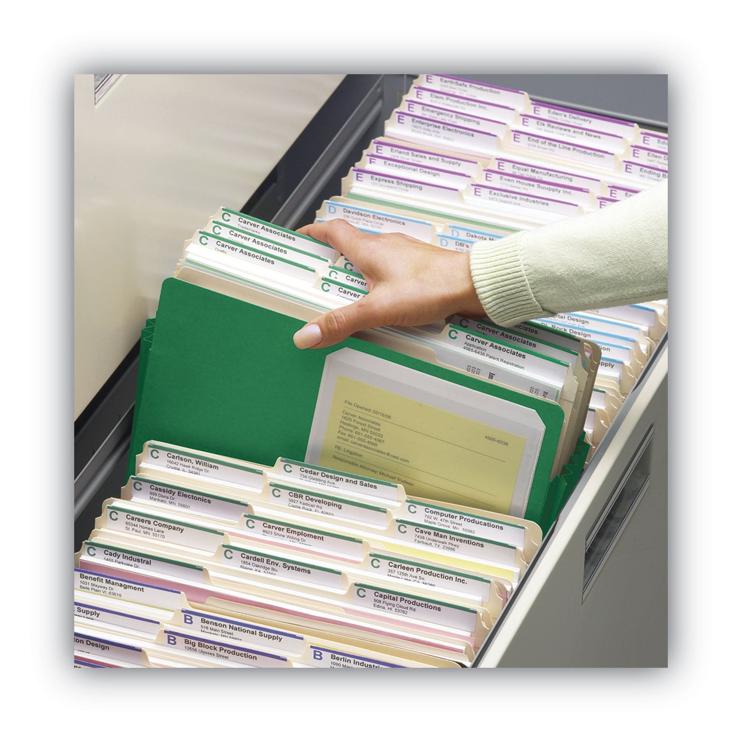 Smead™ Colored File Pockets, 3.5" Expansion, Letter Size, Green