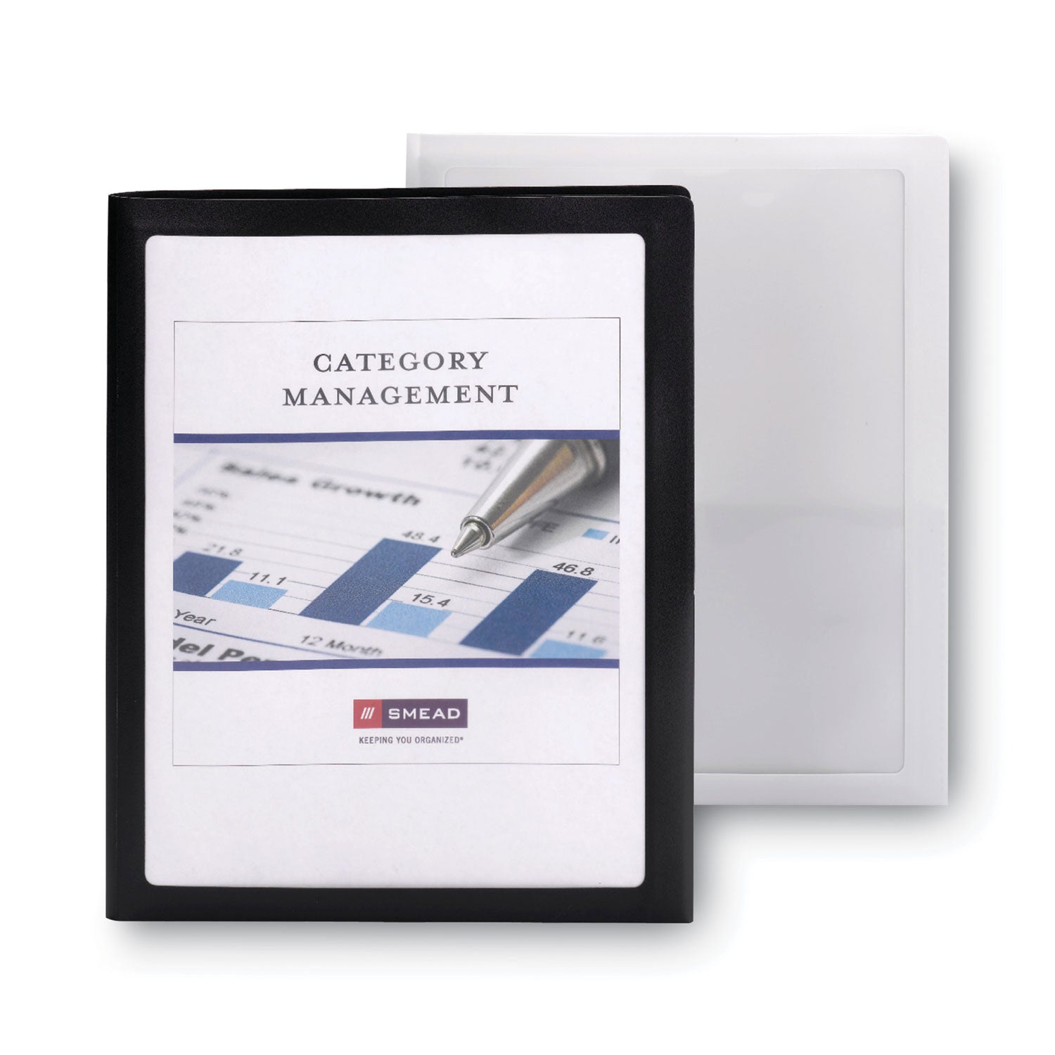 Smead™ Frame View Poly Two-Pocket Folder, 100-Sheet Capacity, 11 x 8.5, Clear/Black, 5/Pack