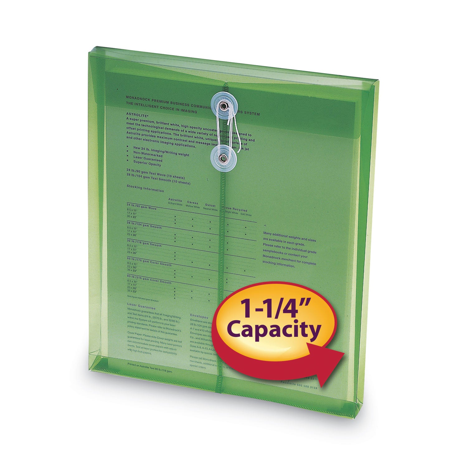 Smead™ Poly String and Button Interoffice Envelopes, Open-End (Vertical), 9.75 x 11.63, Transparent Green, 5/Pack