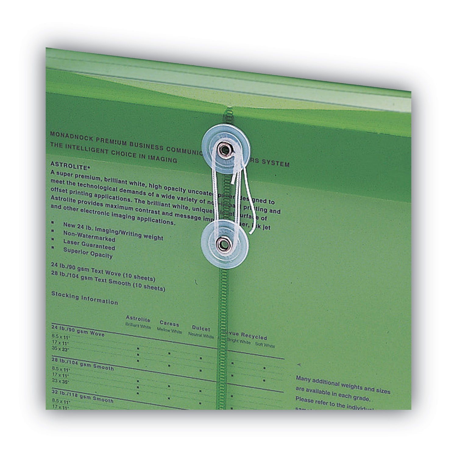 Smead™ Poly String and Button Interoffice Envelopes, Open-End (Vertical), 9.75 x 11.63, Transparent Green, 5/Pack