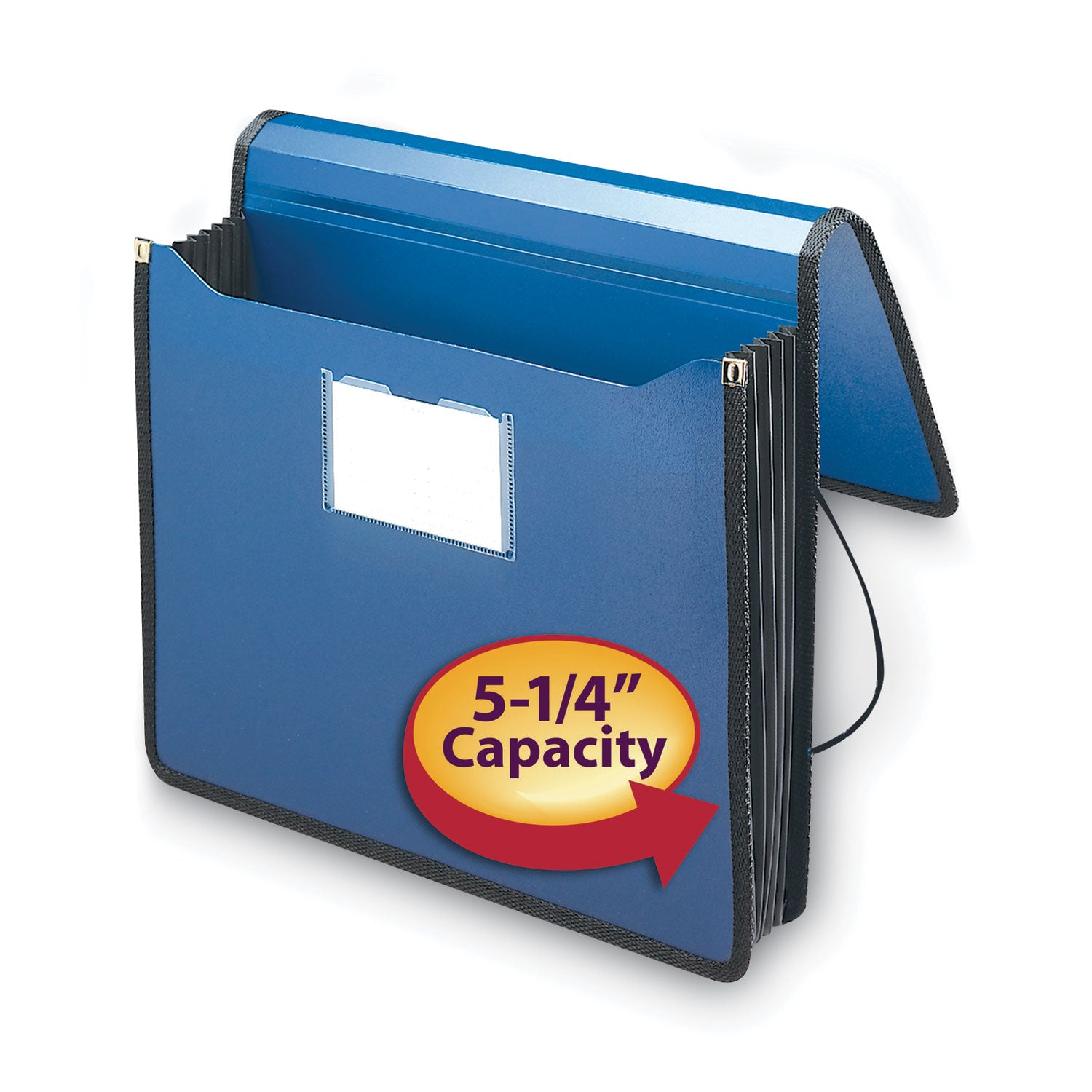 Smead™ Poly Premium Wallets, 5.25" Expansion, 1 Section, Elastic Cord Closure, Letter Size, Navy Blue