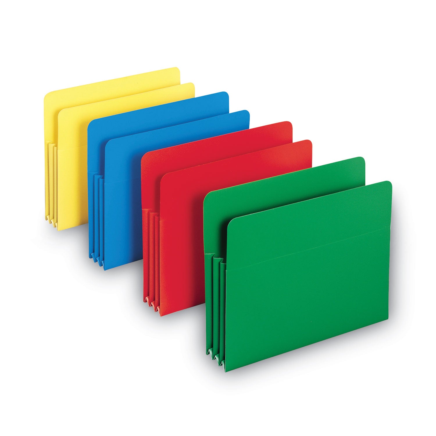 Poly Drop Front File Pockets, 3.5" Expansion, Letter Size, Assorted Colors, 4/Box