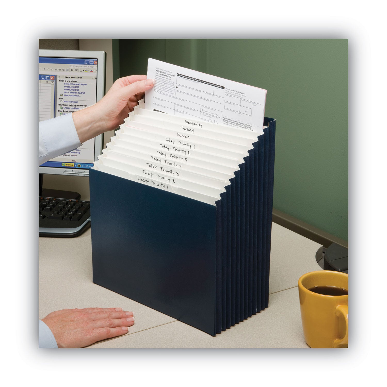 Smead™ Stadium File, 12 Sections, 1/12-Cut Tabs, Letter Size, Navy