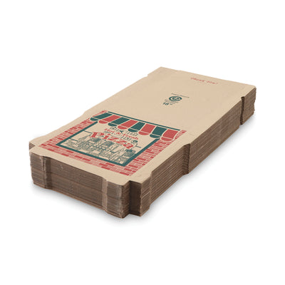 ARVCO Corrugated Pizza Boxes, Storefront, 14 x 14 x 1.75, Brown/Red/Green, Paper, 50/Carton Flipcost Flipcost