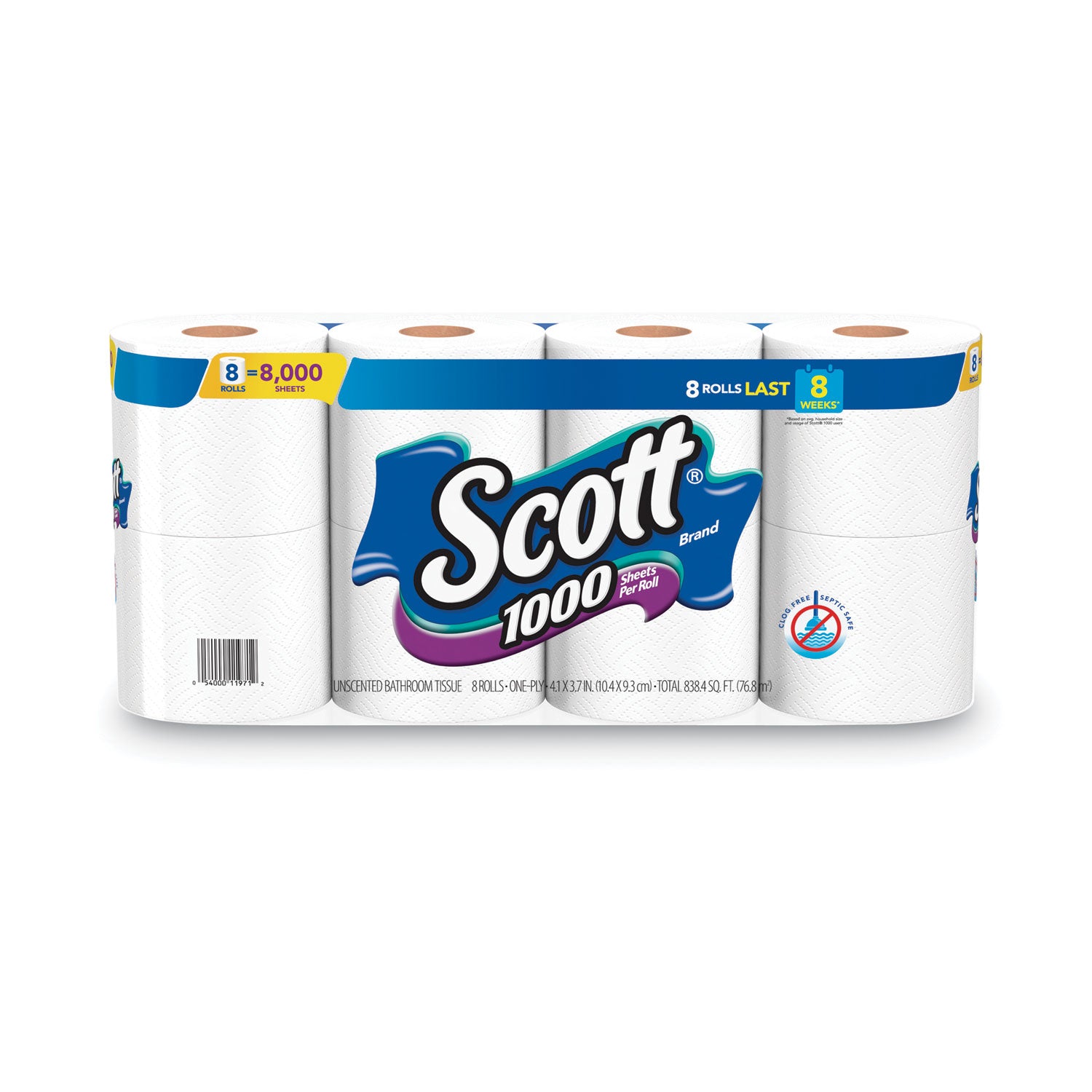 1000 Bathroom Tissue, Septic Safe, 1-Ply, White, 1,000 Sheet/Roll, 32 Rolls/Carton Scott® Flipcost