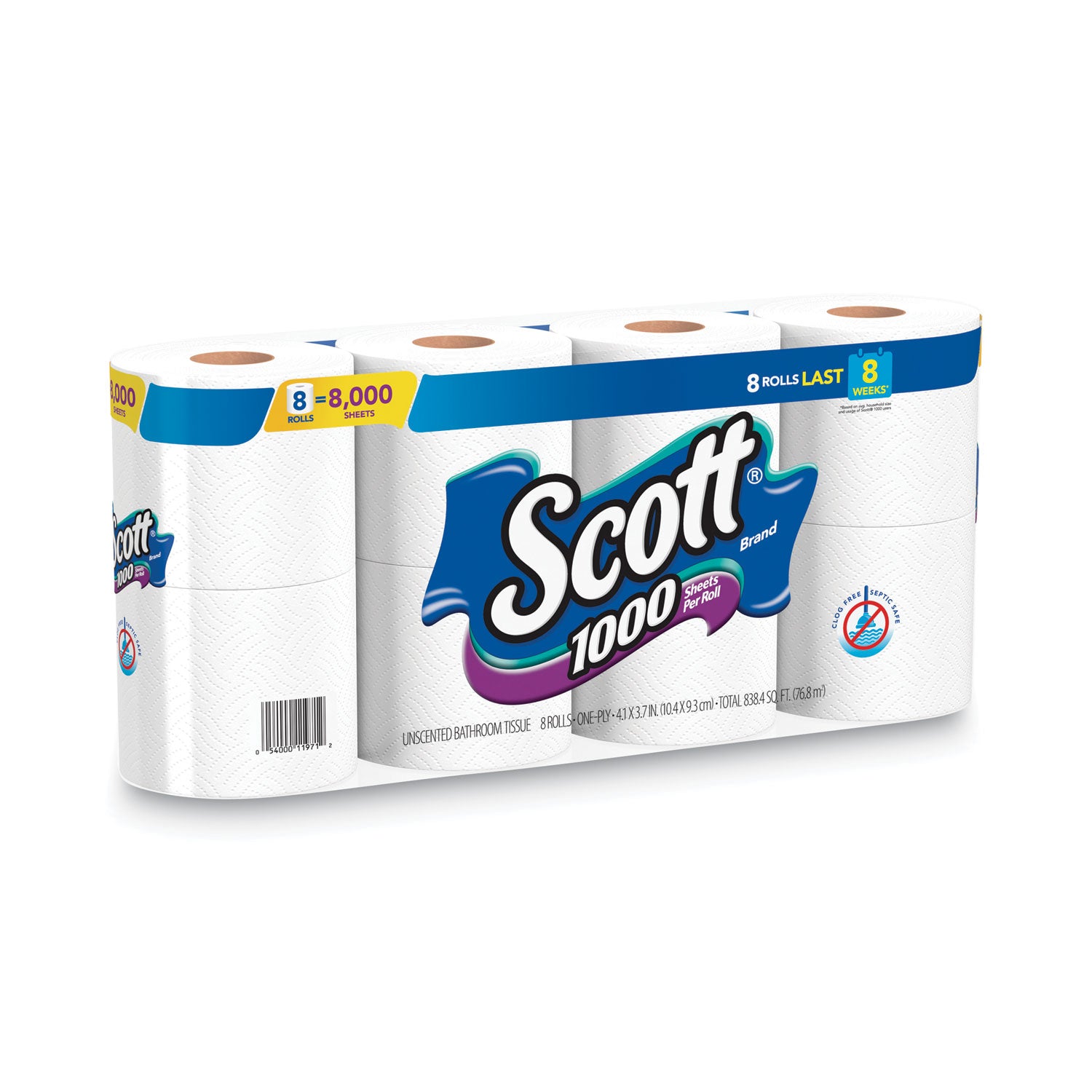 1000 Bathroom Tissue, Septic Safe, 1-Ply, White, 1,000 Sheet/Roll, 32 Rolls/Carton Scott® Flipcost