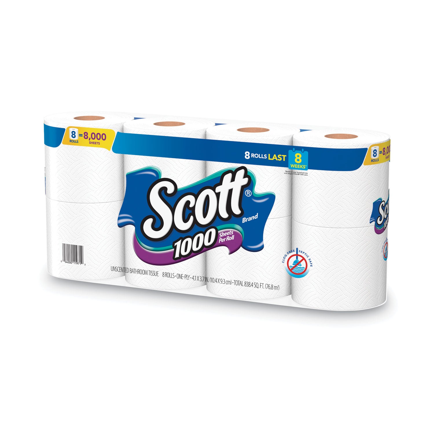 1000 Bathroom Tissue, Septic Safe, 1-Ply, White, 1,000 Sheet/Roll, 32 Rolls/Carton Scott® Flipcost