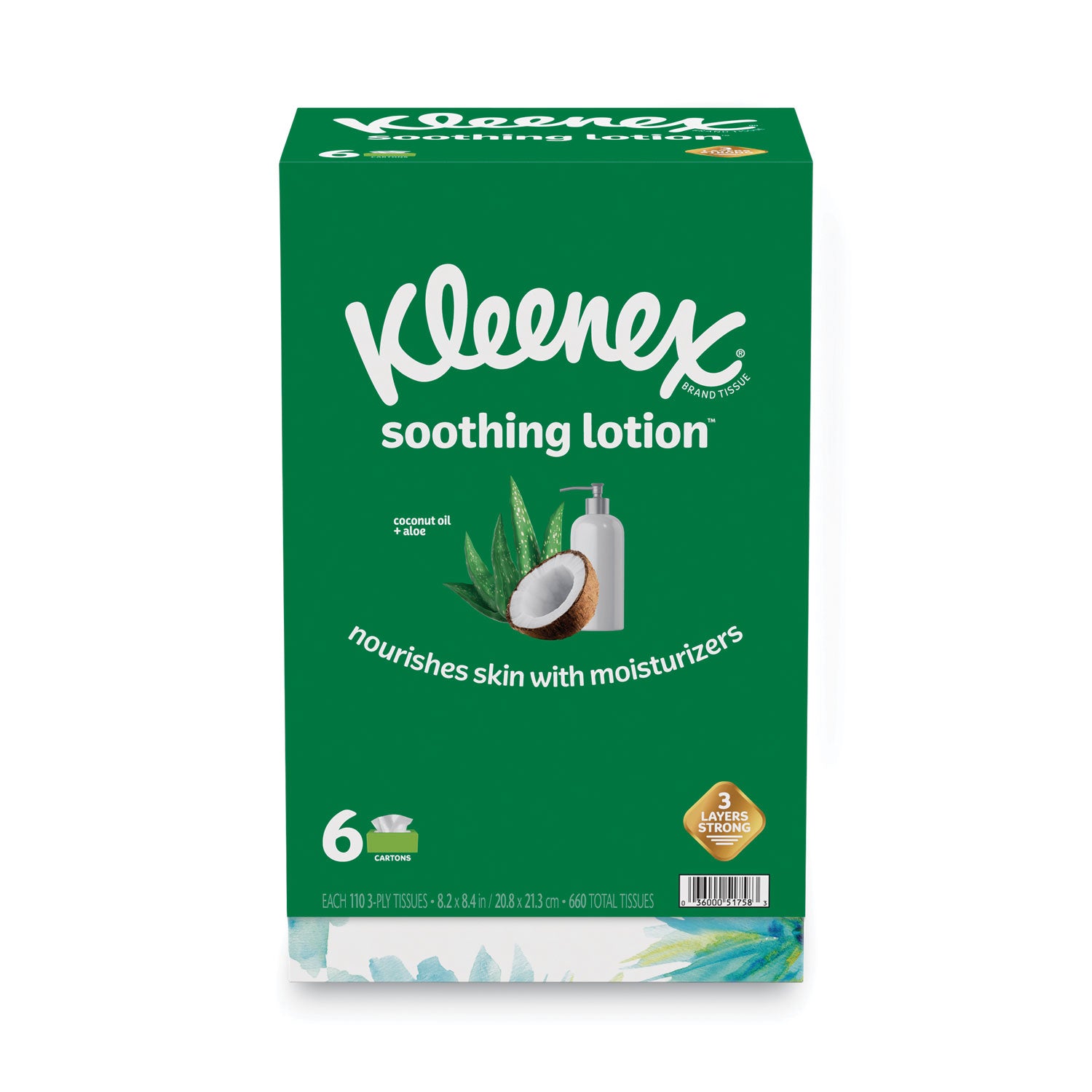 Kleenex® Lotion Facial Tissue, 3-Ply, White, 110 Sheets/Box, 6 Boxes/Pack