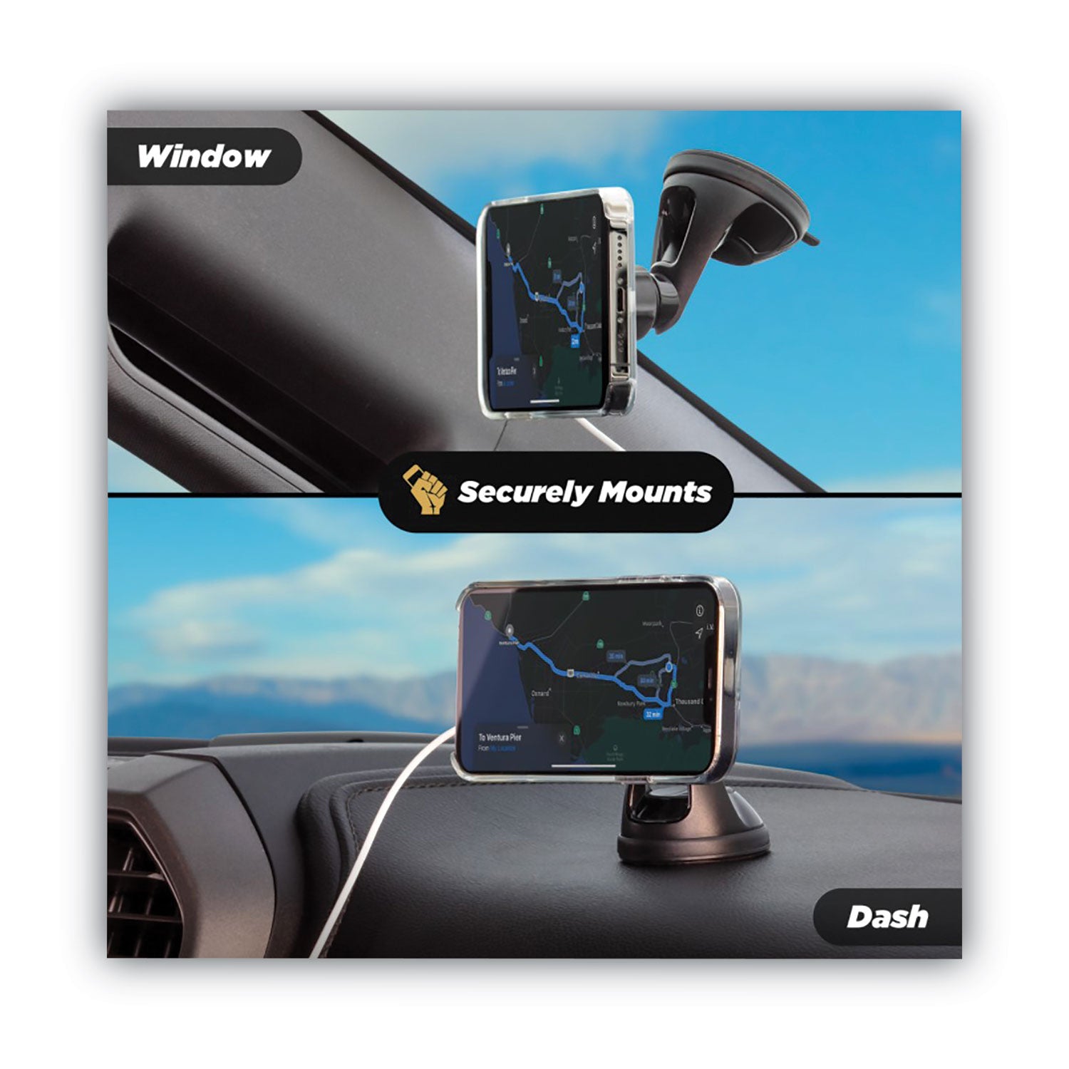 Scosche® MagicMount MSC Window/Dash Car Phone Holder Mount Kit for iPhone 12, Black