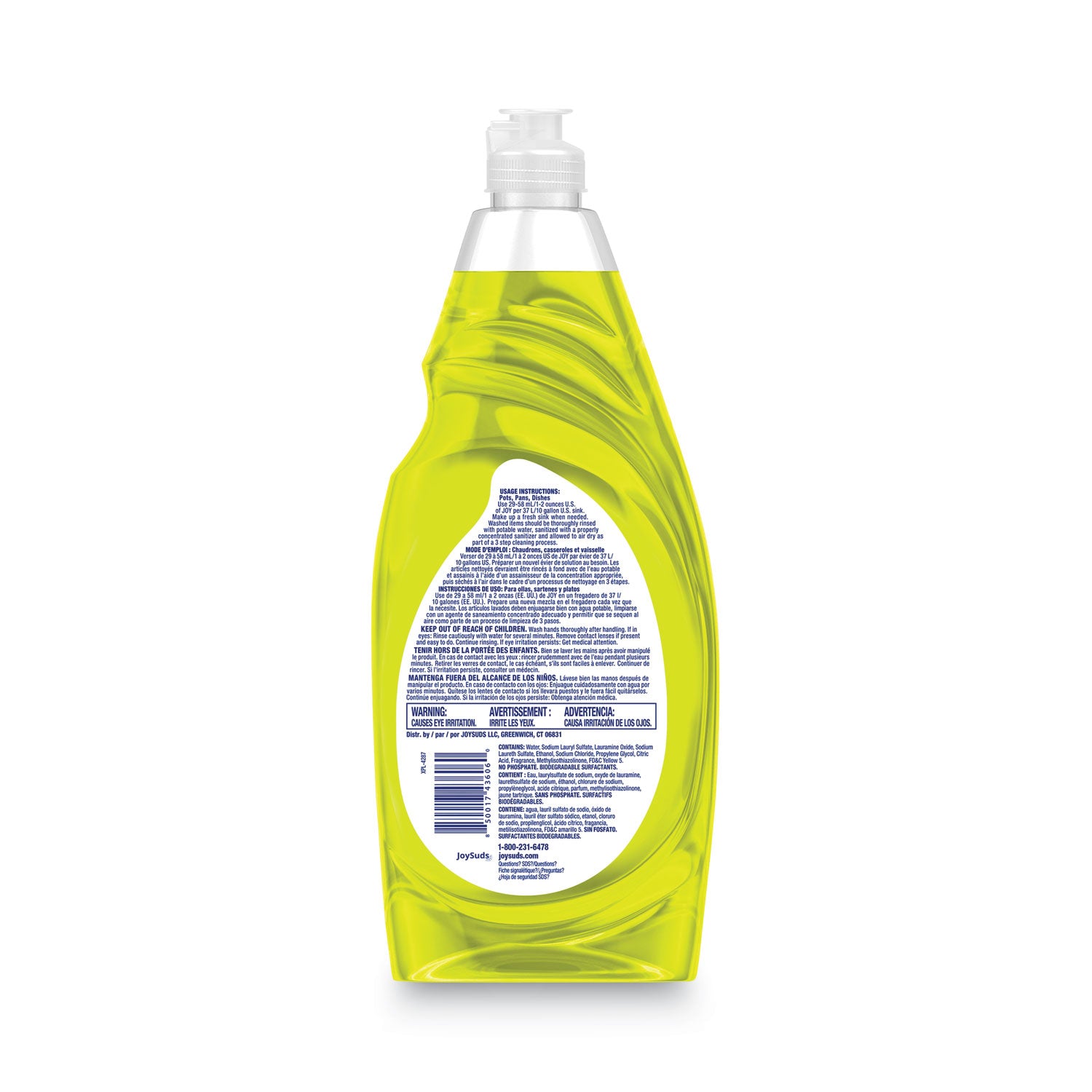 Joy® Dishwashing Liquid, Lemon Scent, 38 oz Bottle, 8/Carton