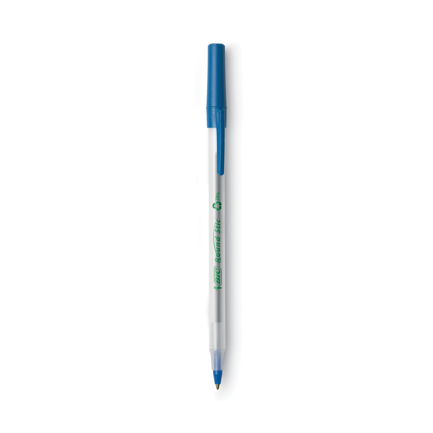 BIC® Ecolutions Round Stic Ballpoint Pen Value Pack, Stick, Medium 1 mm, Blue Ink, Clear Barrel, 50/Pack