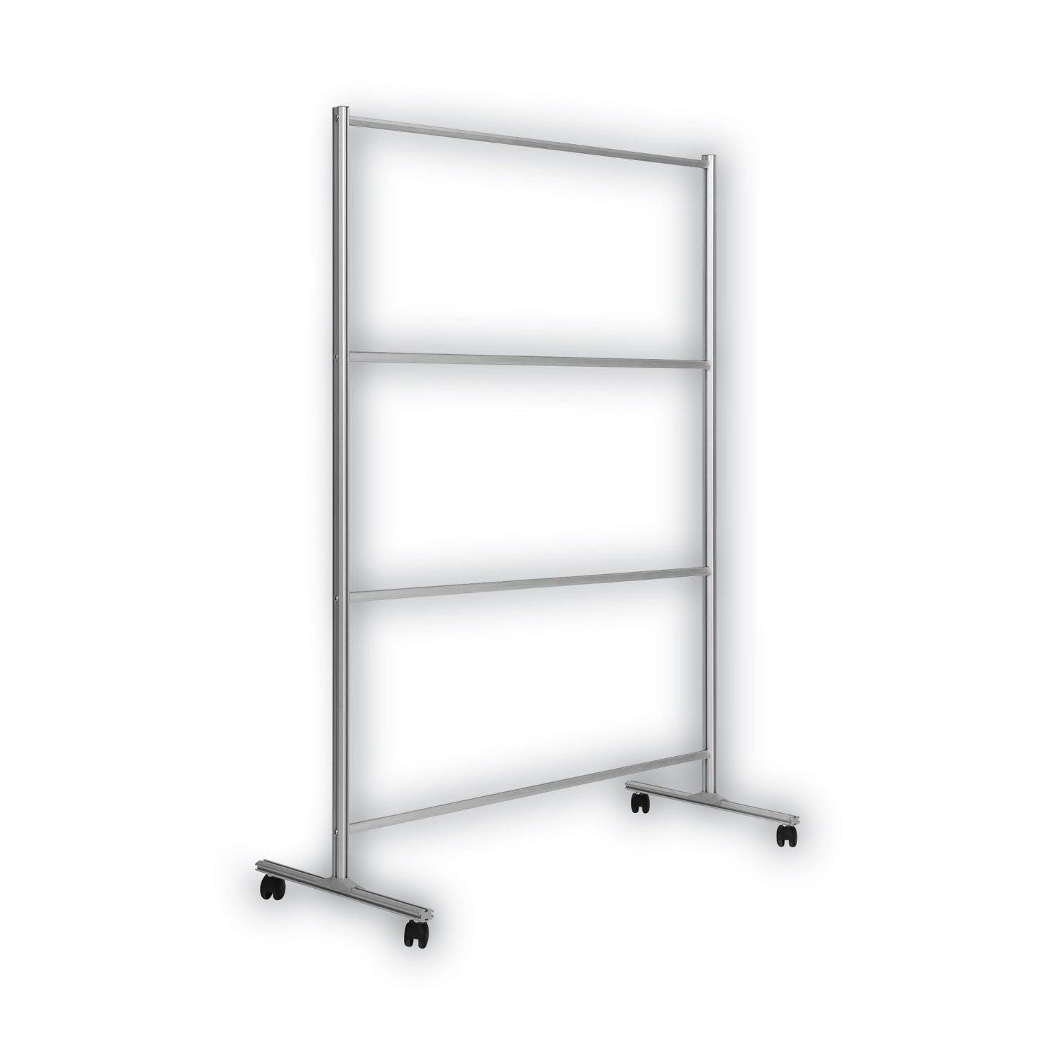 MasterVision® Protector Series Mobile Glass Panel Divider, 49 x 22 x 81, Clear/Aluminum