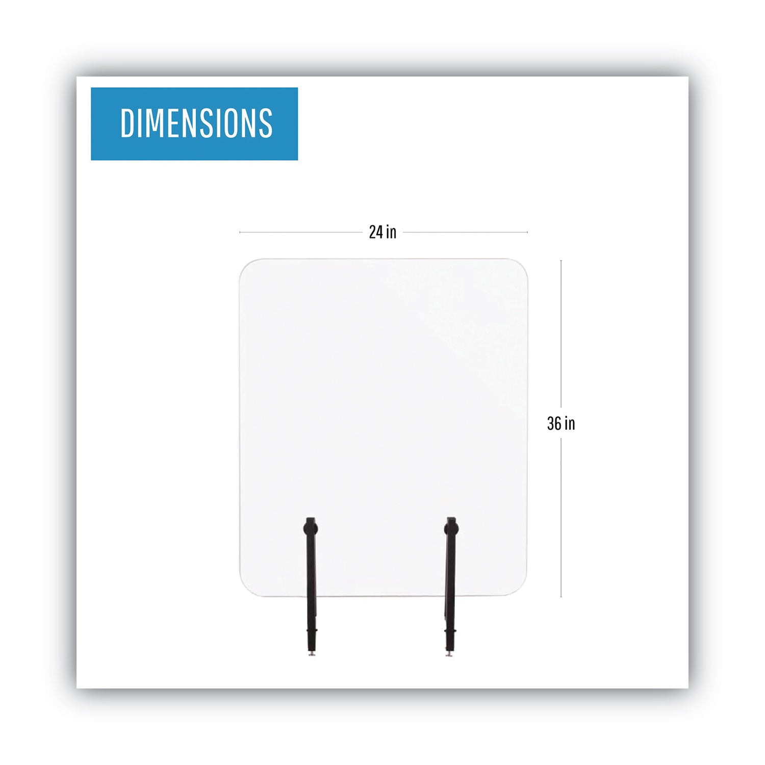 MasterVision® Protector Series Frameless Glass Desktop Divider, 23.6 x 0.16 x 35.4, Clear/Aluminum