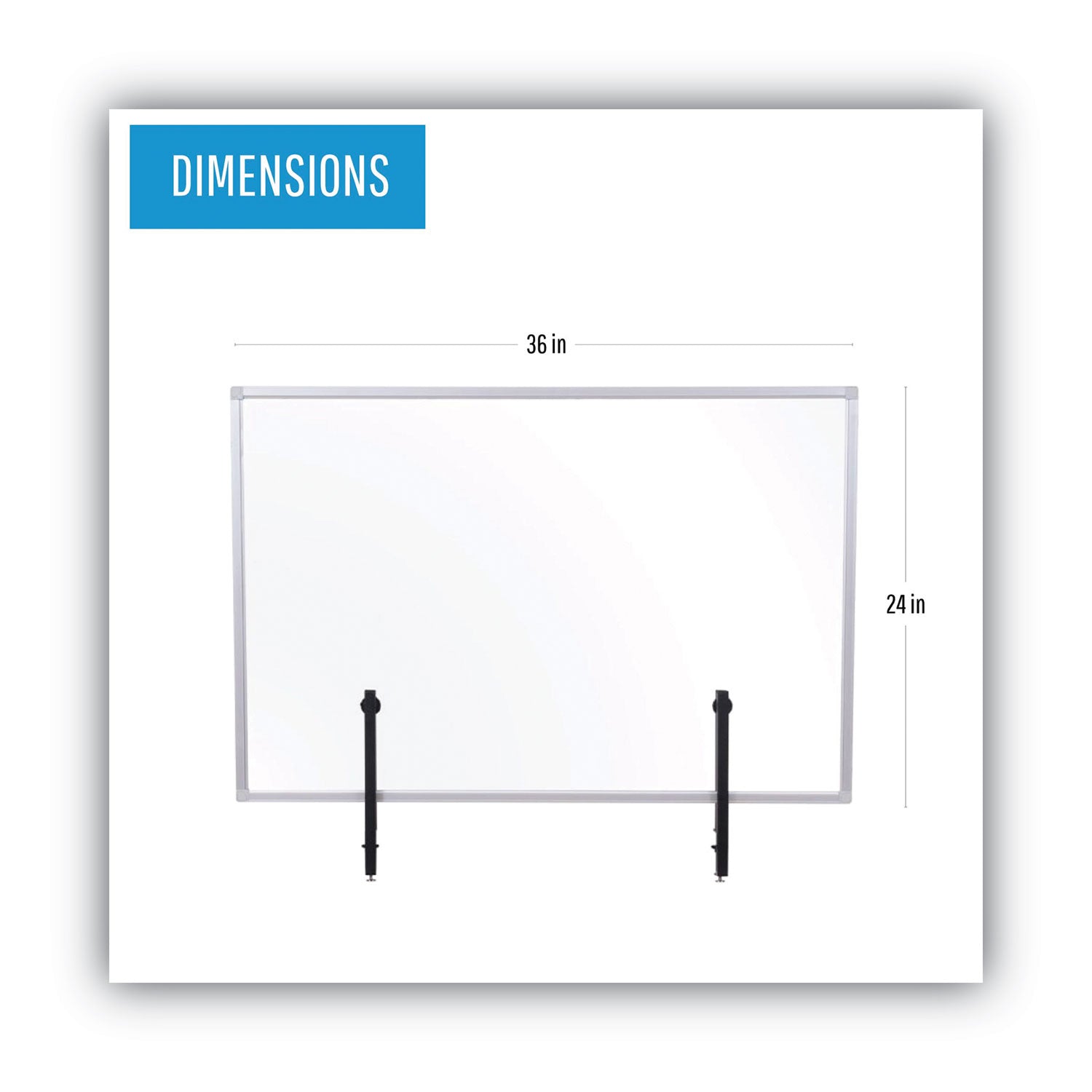 MasterVision® Protector Series Glass Aluminum Desktop Divider, 35.4 x 0.16 x 23.6, Clear