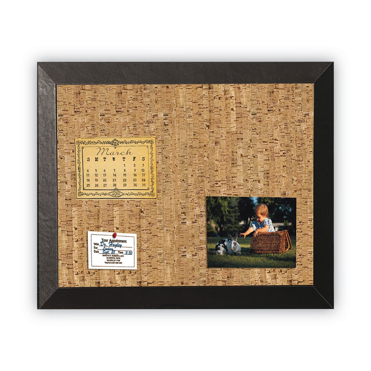 MasterVision® Natural Cork Bulletin Board, 24 x 18, Tan Surface, Black Wood Frame