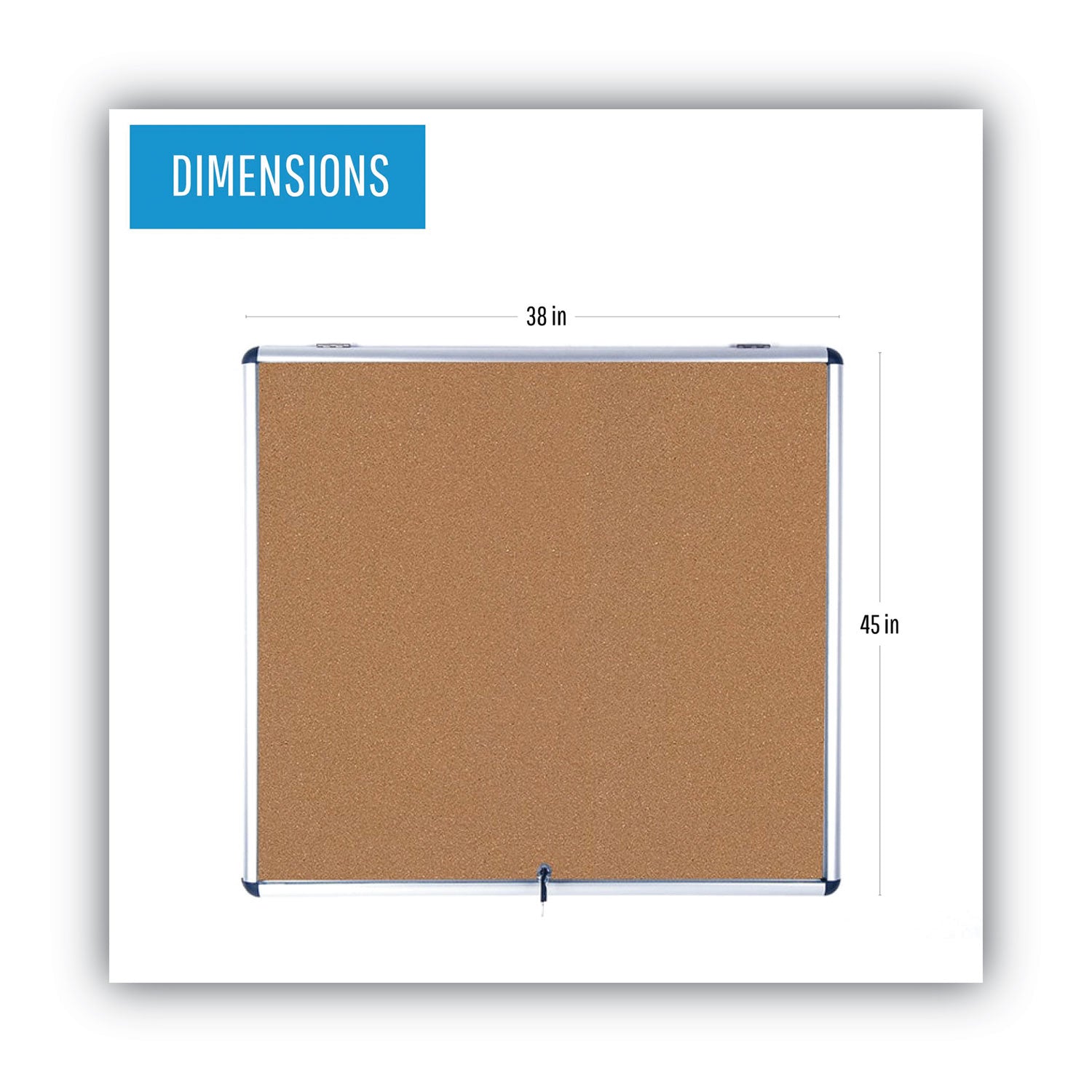 MasterVision® Slim-Line Enclosed Cork Bulletin Board, One Door, 47 x 38, Tan Surface, Aluminum Frame