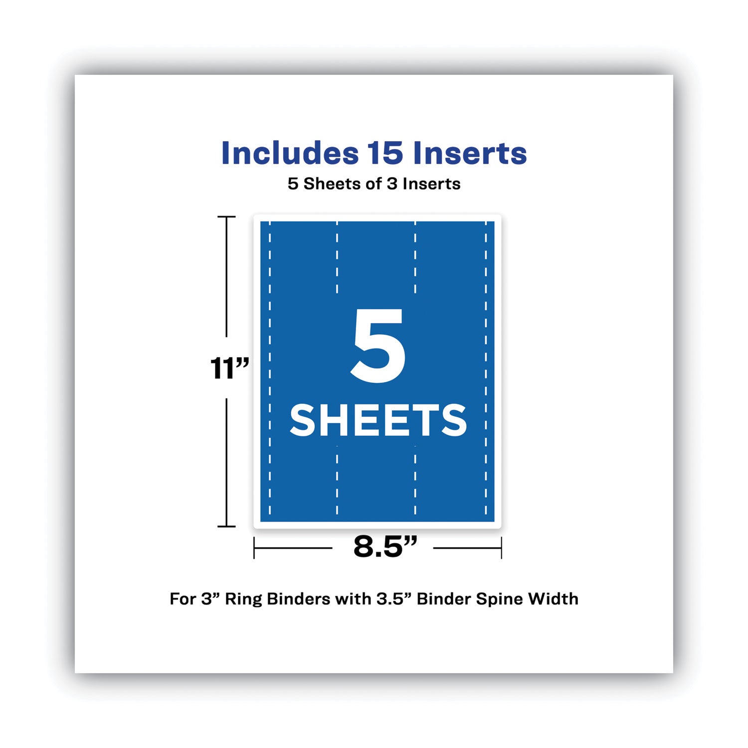 Avery® Binder Spine Inserts, 3" Spine Width, 3 Inserts/Sheet, 5 Sheets/Pack