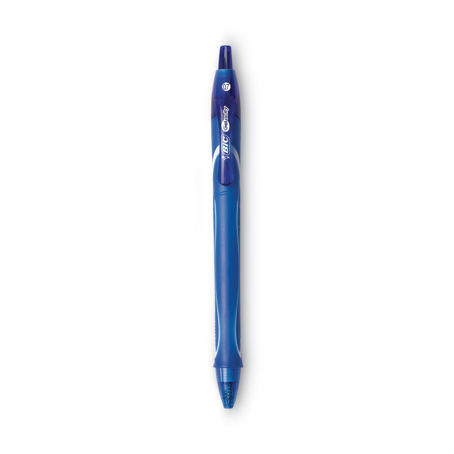 BIC® Gel-ocity Quick Dry Gel Pen, Retractable, Medium 0.7 mm, Blue Ink, Blue Barrel, Dozen