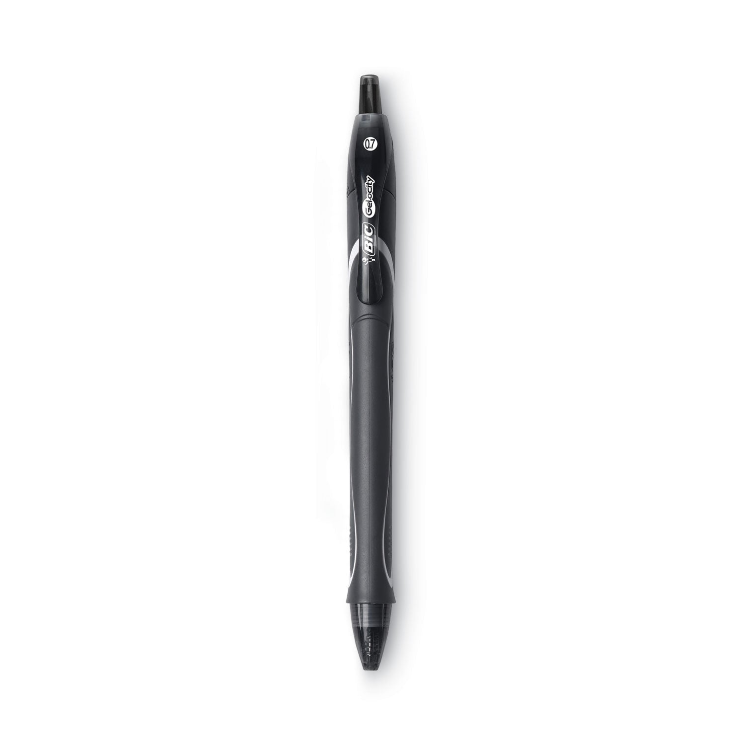 BIC® Gel-ocity Quick Dry Gel Pen, Retractable, Medium 0.7 mm, Black Ink, Black Barrel, Dozen