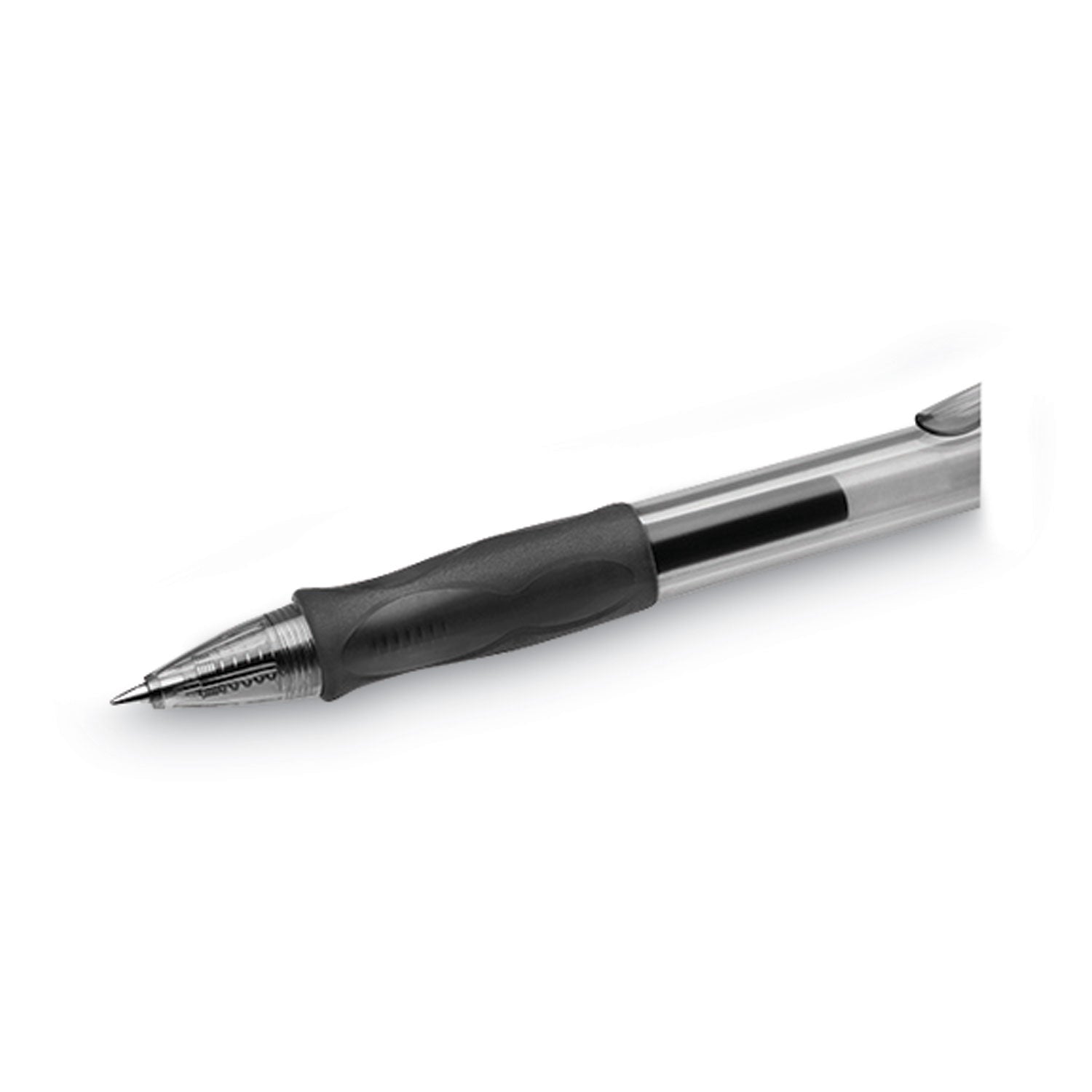 BIC® Gel-ocity Gel Pen, Retractable, Medium 0.7 mm, Black Ink, Translucent Black Barrel, Dozen