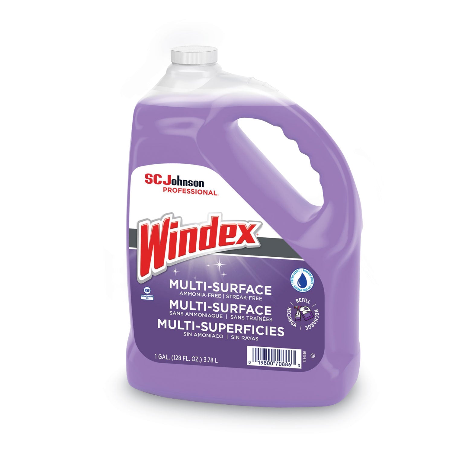 Windex® Non-Ammoniated Glass/Multi Surface Cleaner, Pleasant Scent, 128 oz Bottle