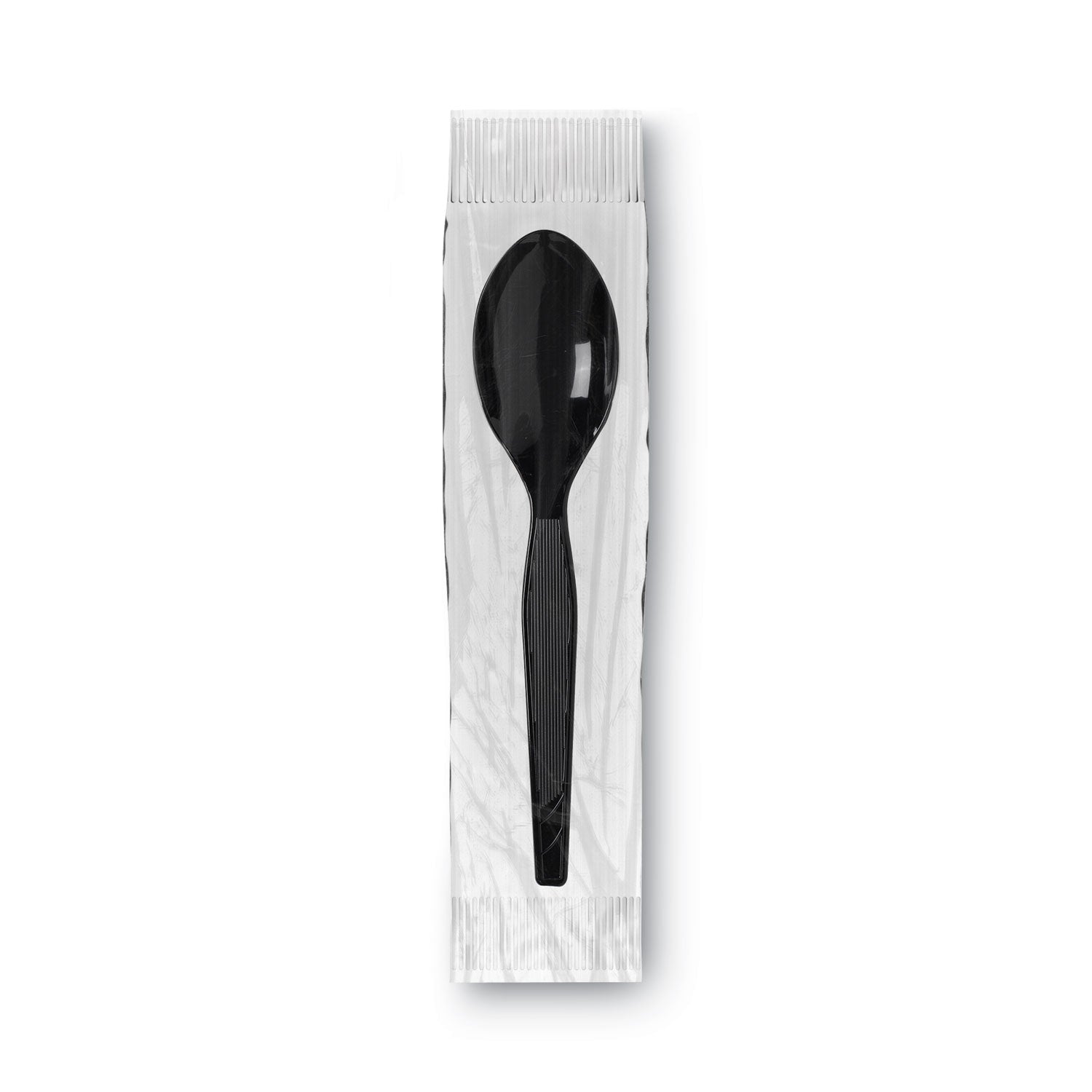 Dixie® Grab’N Go Wrapped Cutlery, Teaspoons, Black, 90/Box