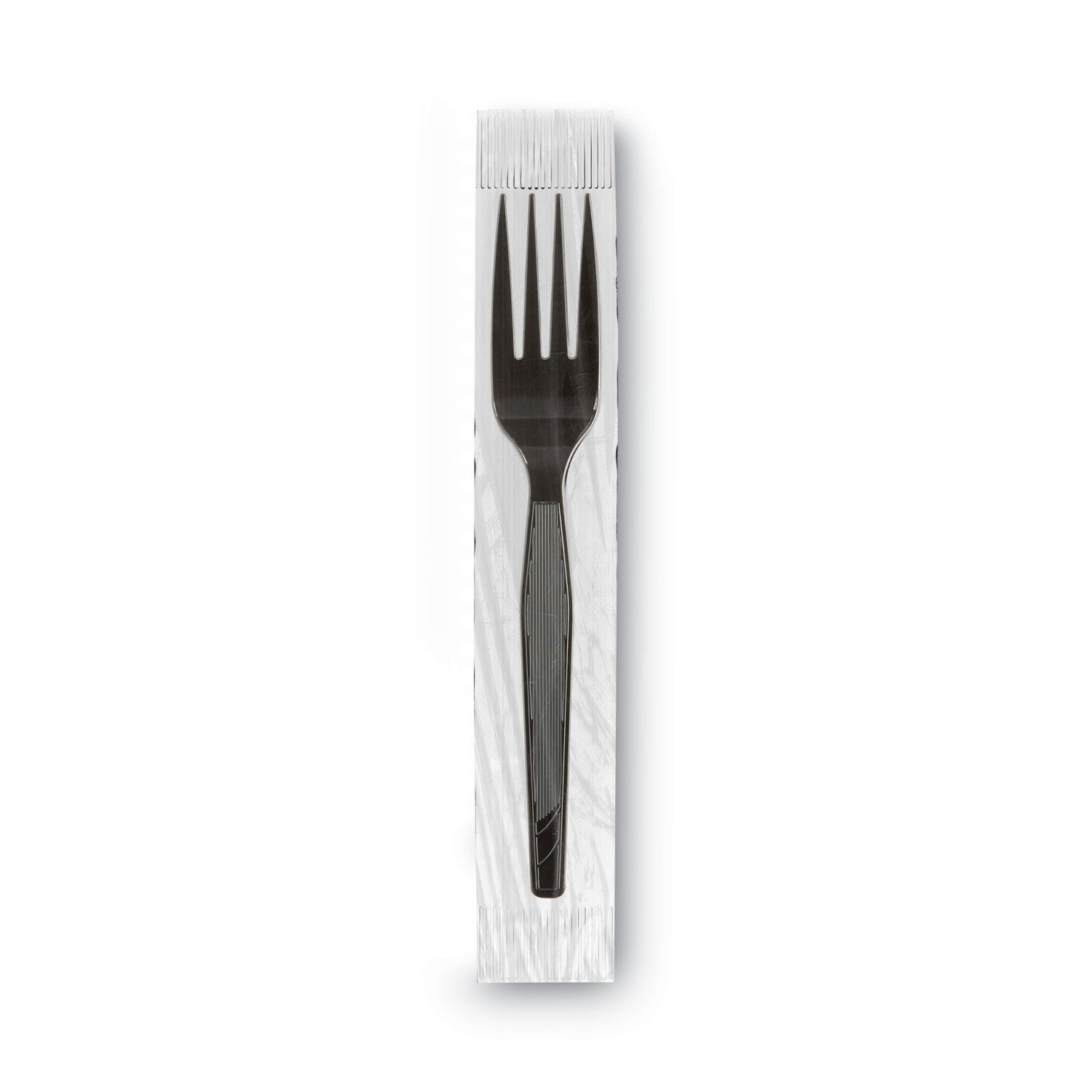 Dixie® Grab’N Go Wrapped Cutlery, Forks, Black, 90/Box, 6 Box/Carton