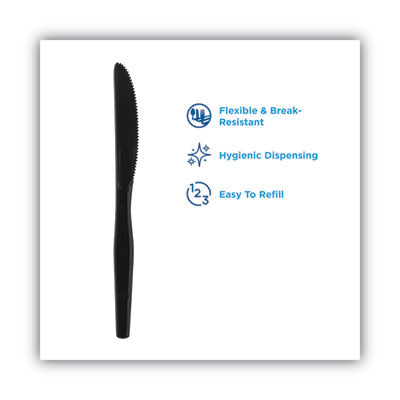 SmartStock Plastic Cutlery Refill, Knives, 7", Series-O Heavyweight, Black, 40/Pack, 24 Packs/Carton Flipcost Flipcost