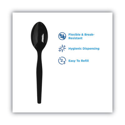 SmartStock Plastic Cutlery Refill, Spoons, 6", Series-O Heavyweight, Black, 40 Pack, 24 Packs/Carton Flipcost Flipcost