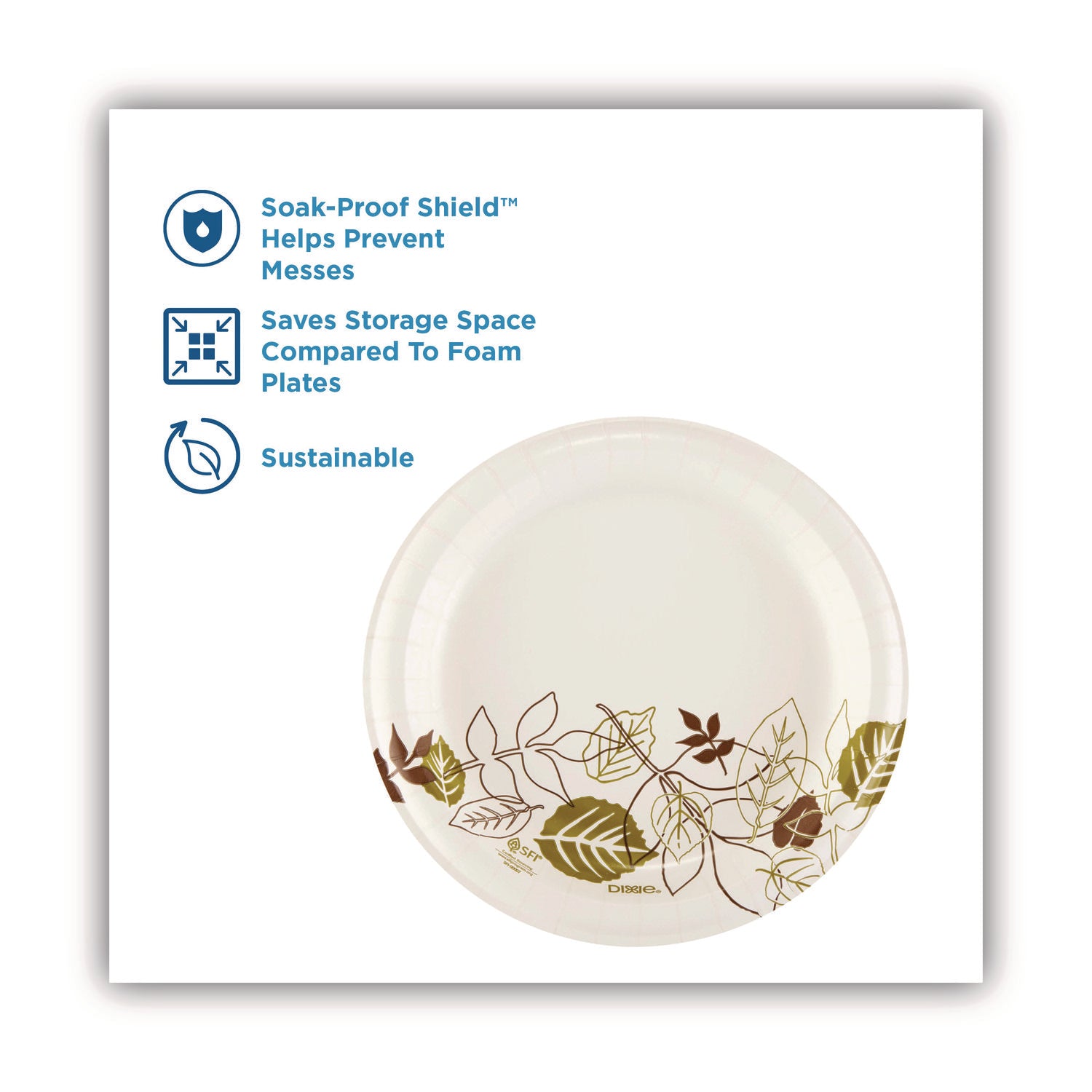 Dixie® Pathways Soak-Proof Shield Mediumweight Paper Plates, 8.5" dia, Green/Burgundy, 1,000/Carton