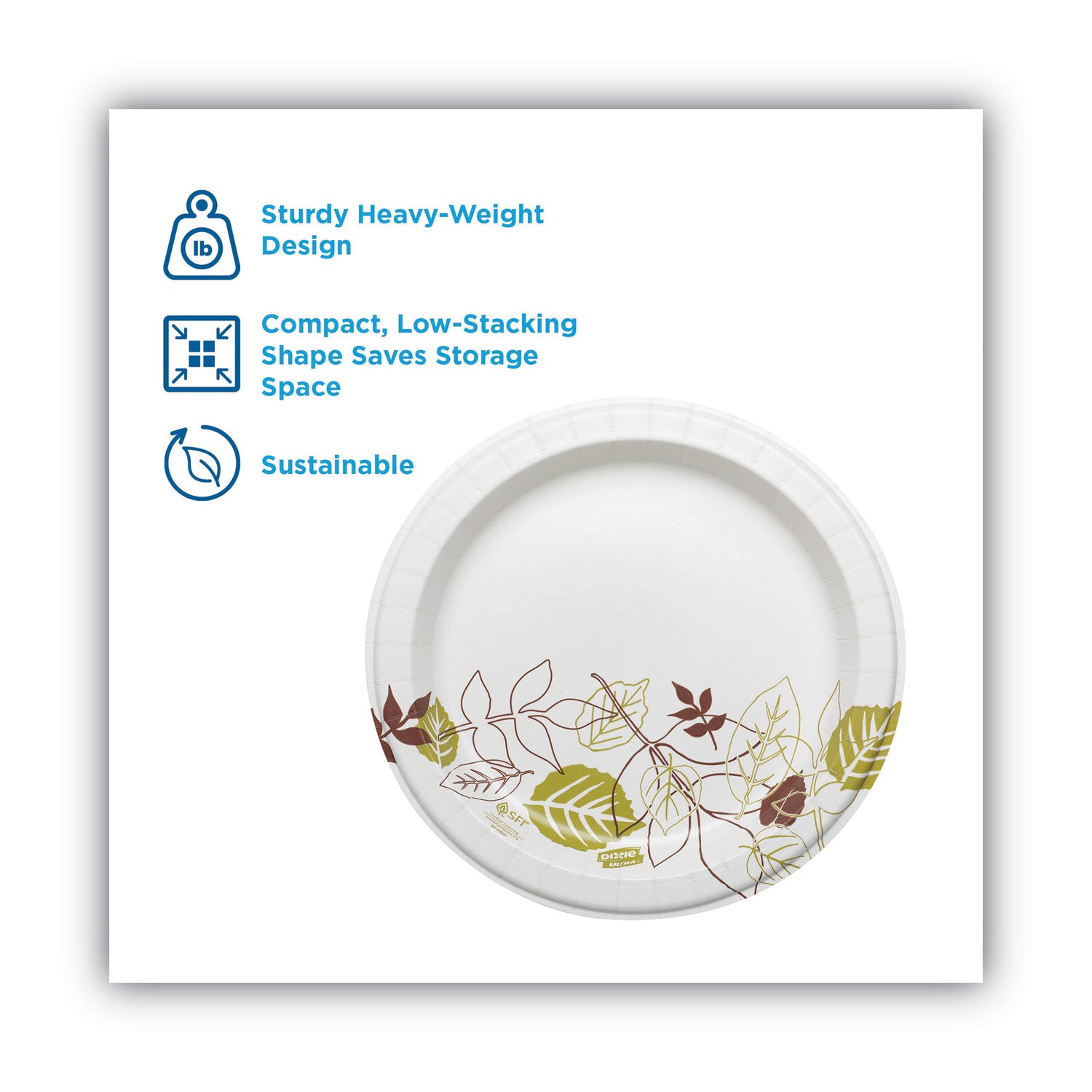 Dixie® Pathways Soak Proof Shield Heavyweight Paper Plates, 8.5" dia, Green/Burgundy, 125/Pack